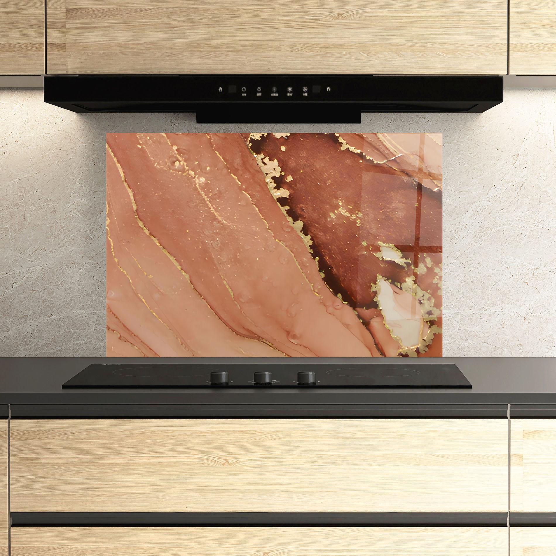 Küchenrückwand Glas Orange Marble mockup 3