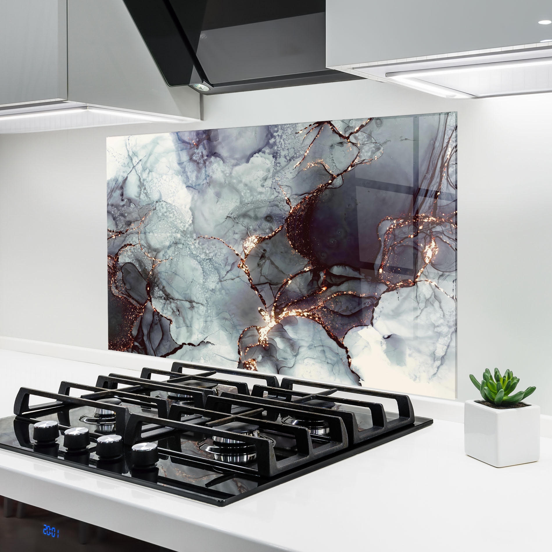 Glas Küchenrückwand Abstract Gold Path