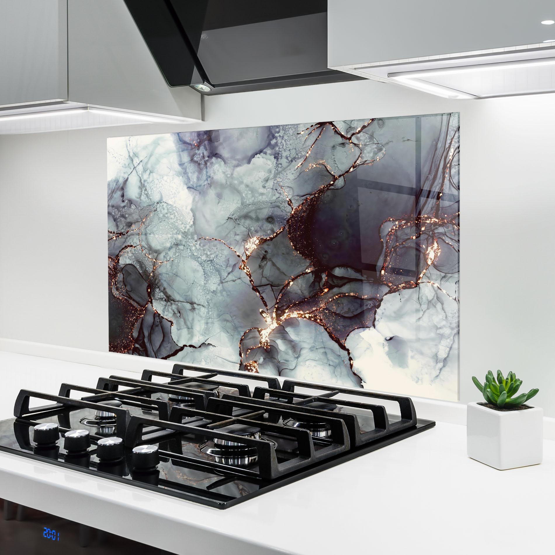 Küchenrückwand Glas Abstract Gold Path mockup 6