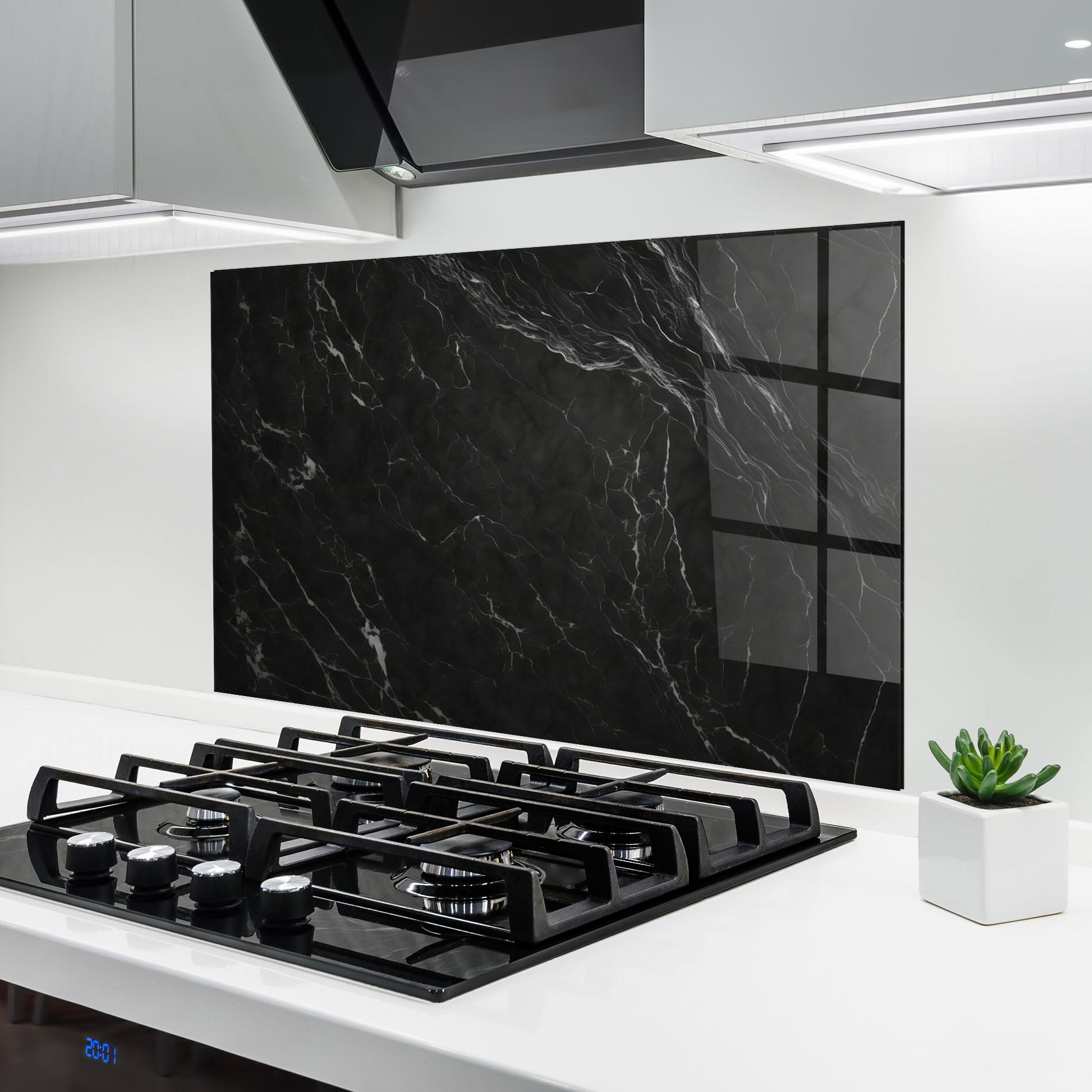Küchenrückwand Glas Black Marble mockup 6