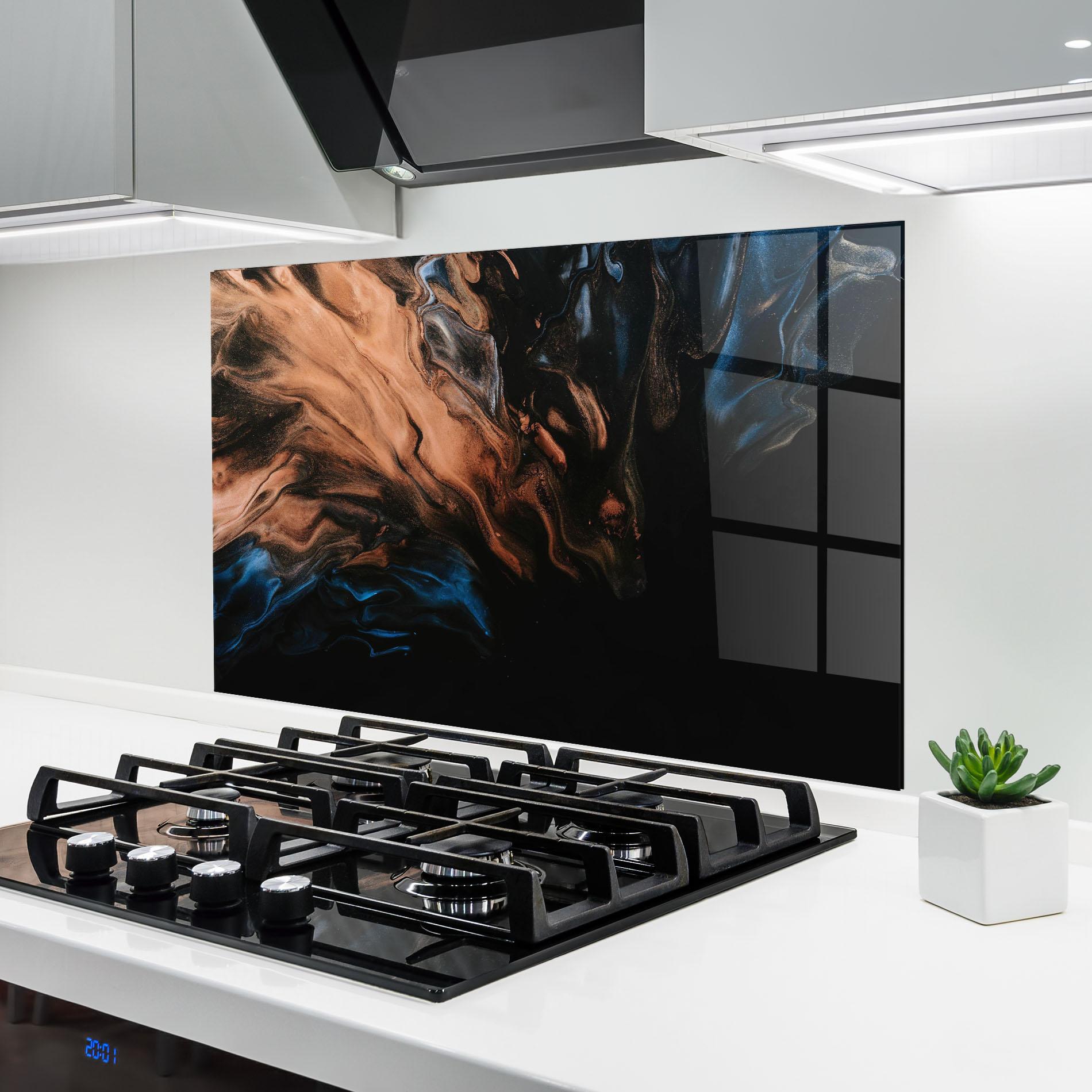 Küchenrückwand Glas Dark Flame Abstract mockup 6