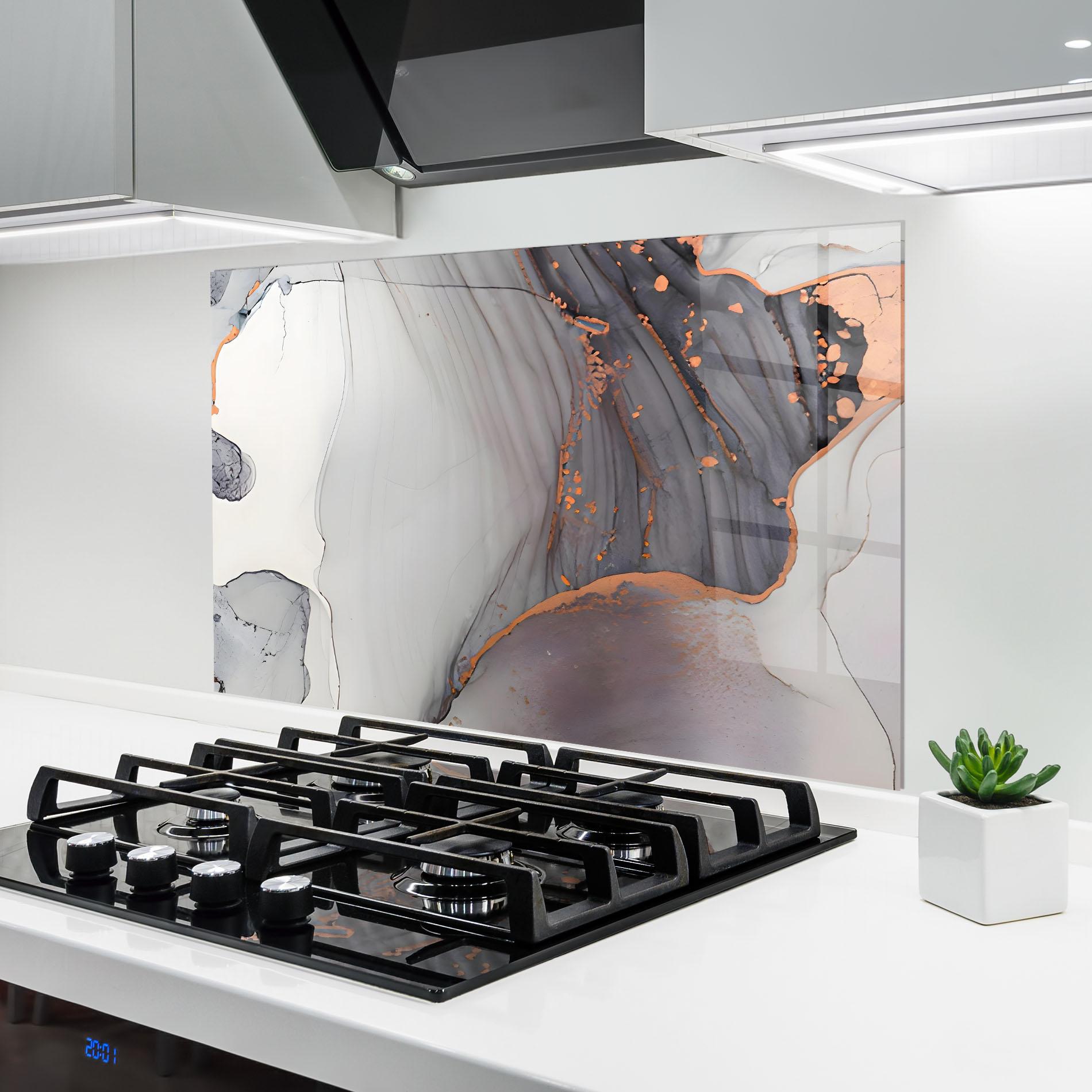 Küchenrückwand Glas Grey Pink Liquid Marble mockup 6