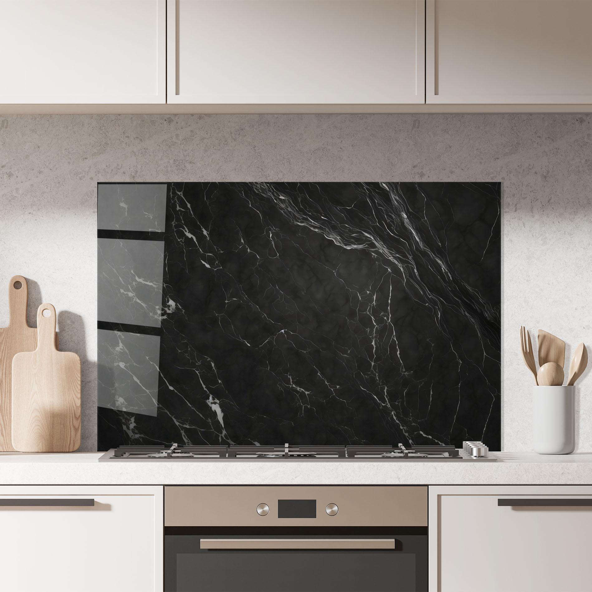 Küchenrückwand Glas Black Marble mockup 7