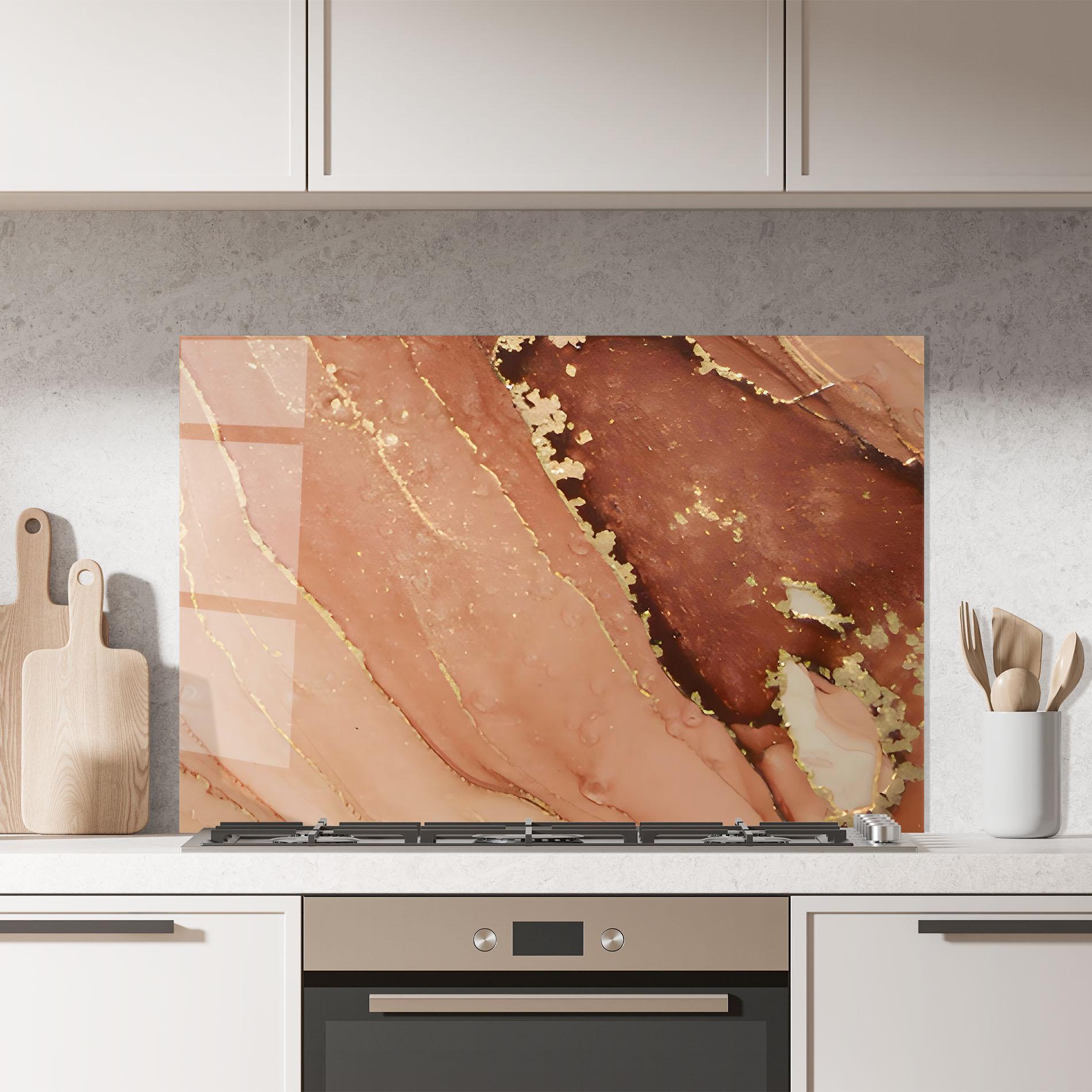 Küchenrückwand Glas Orange Marble mockup 7