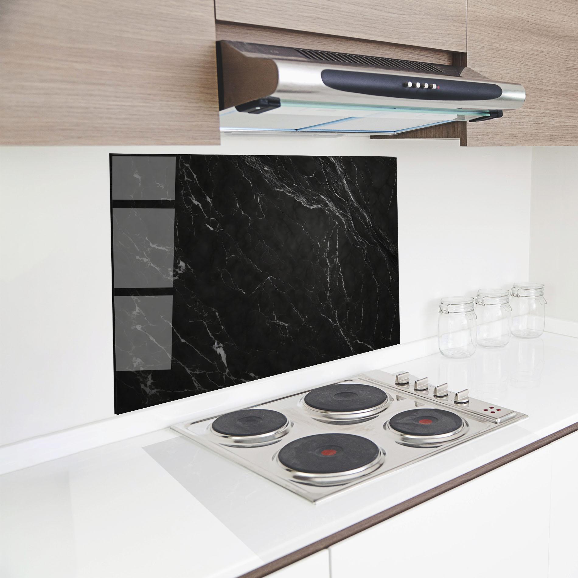 Küchenrückwand Glas Black Marble mockup 8