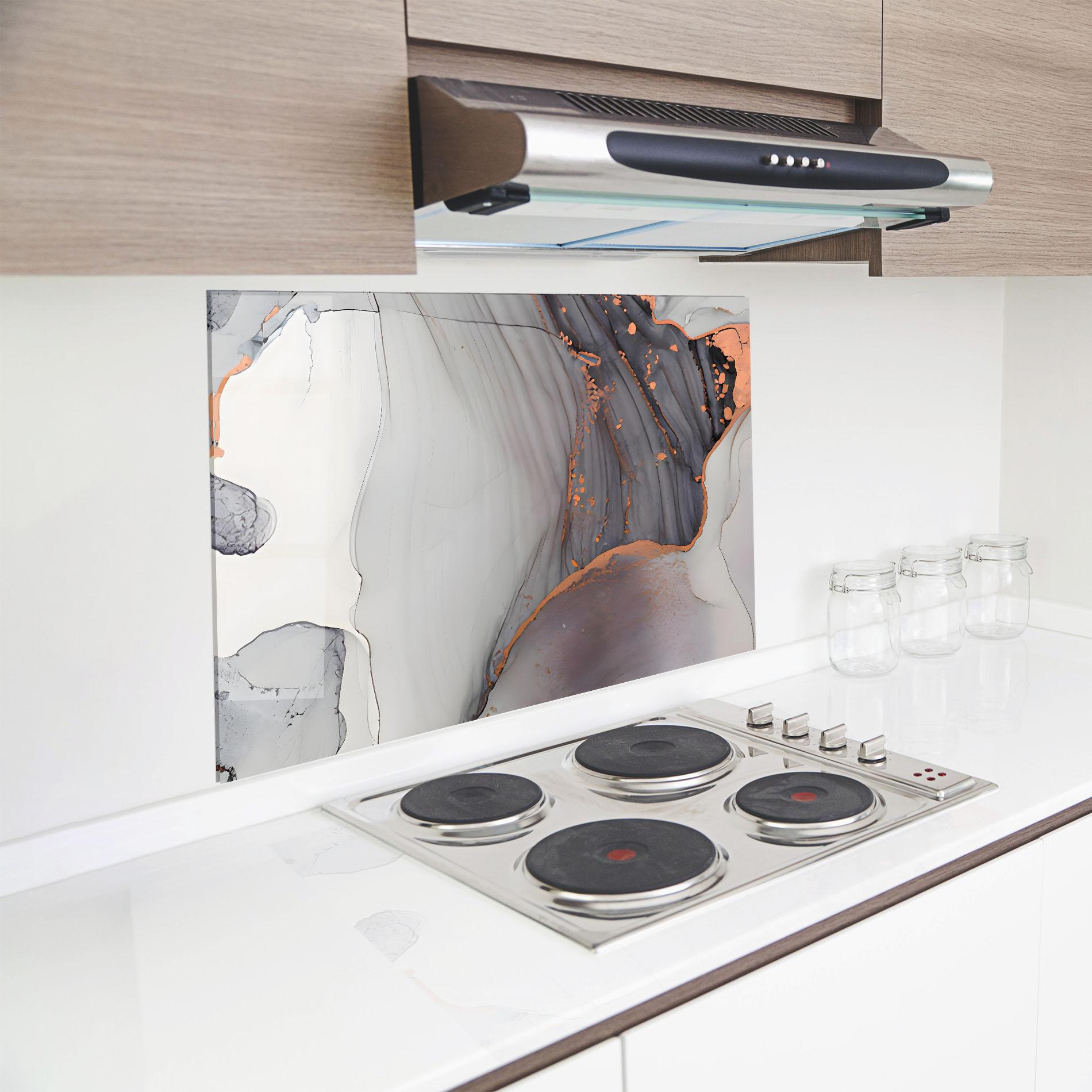 Küchenrückwand Glas Grey Pink Liquid Marble mockup 8