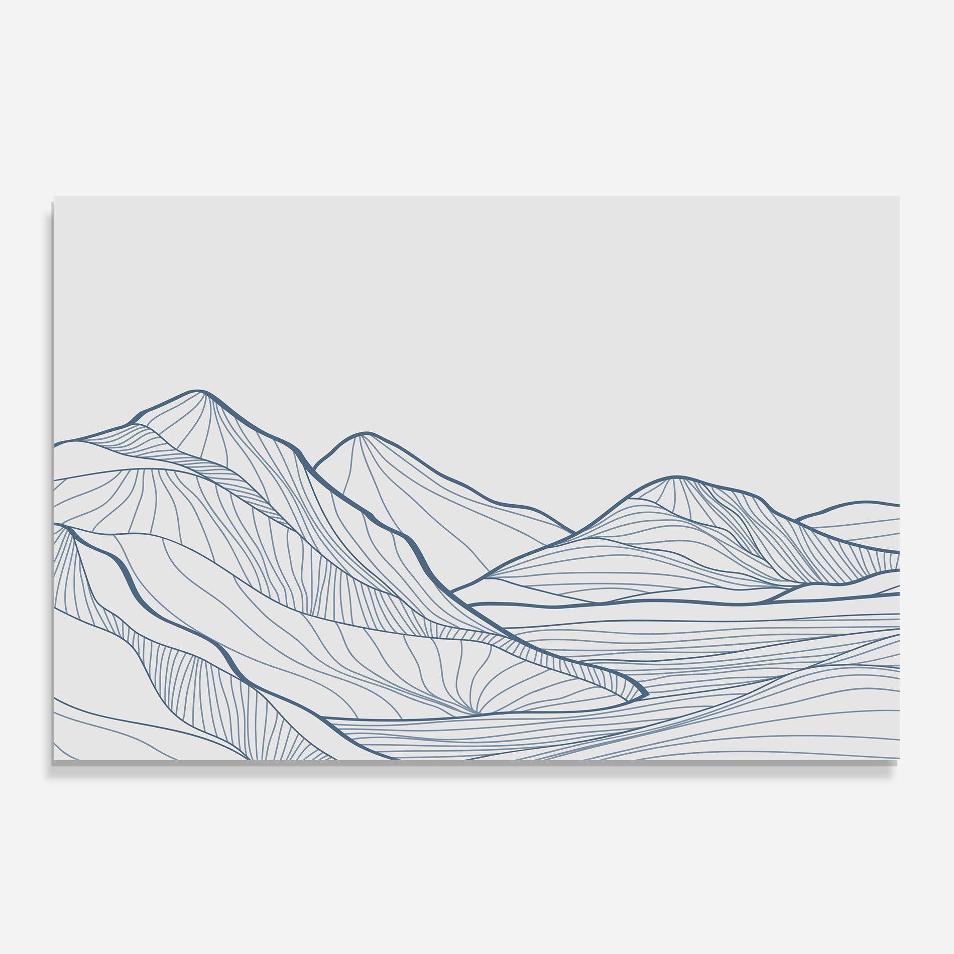 Küchenrückwand Glas Mountain Blue Line mockup 0