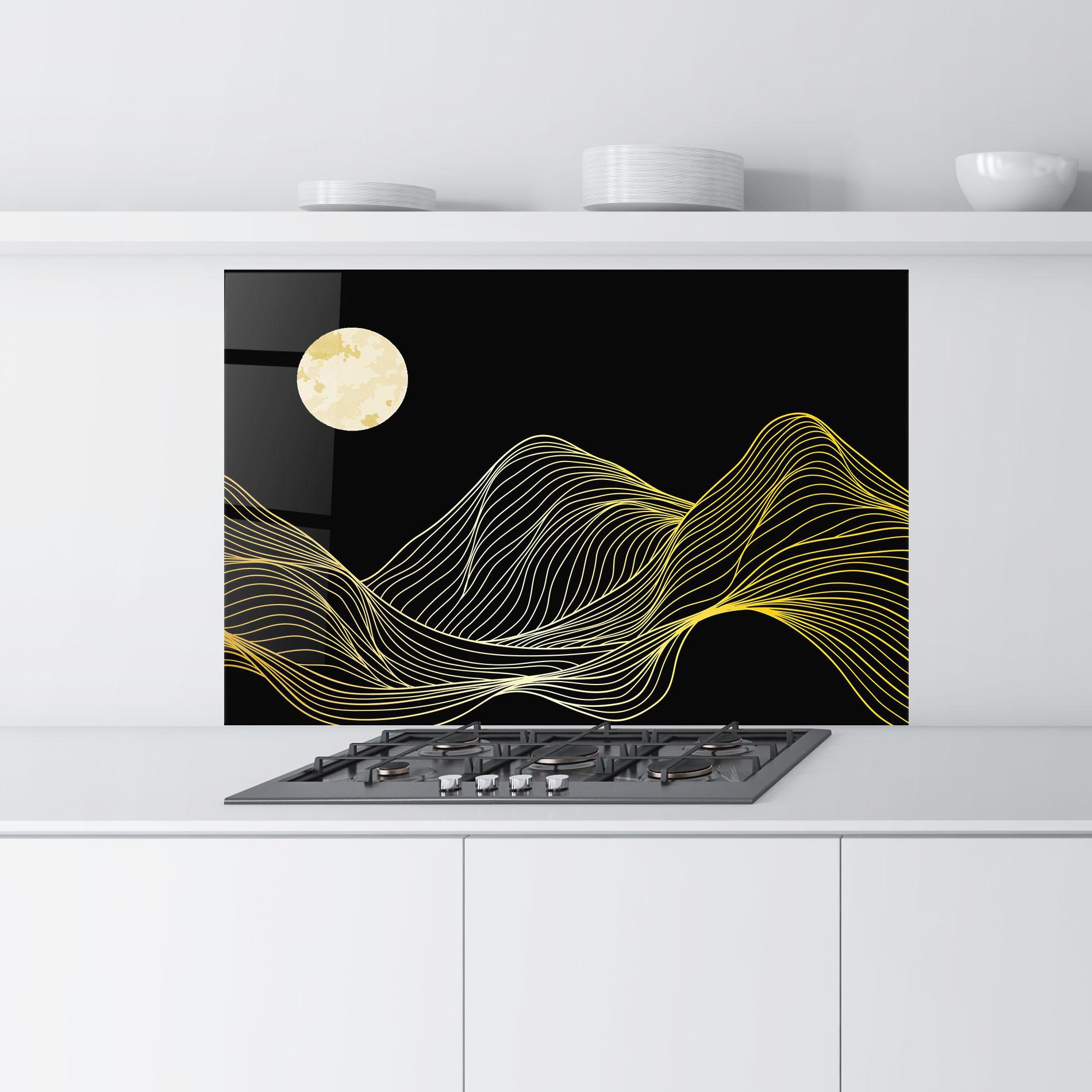 Küchenrückwand Glas Gold Moon mockup 9