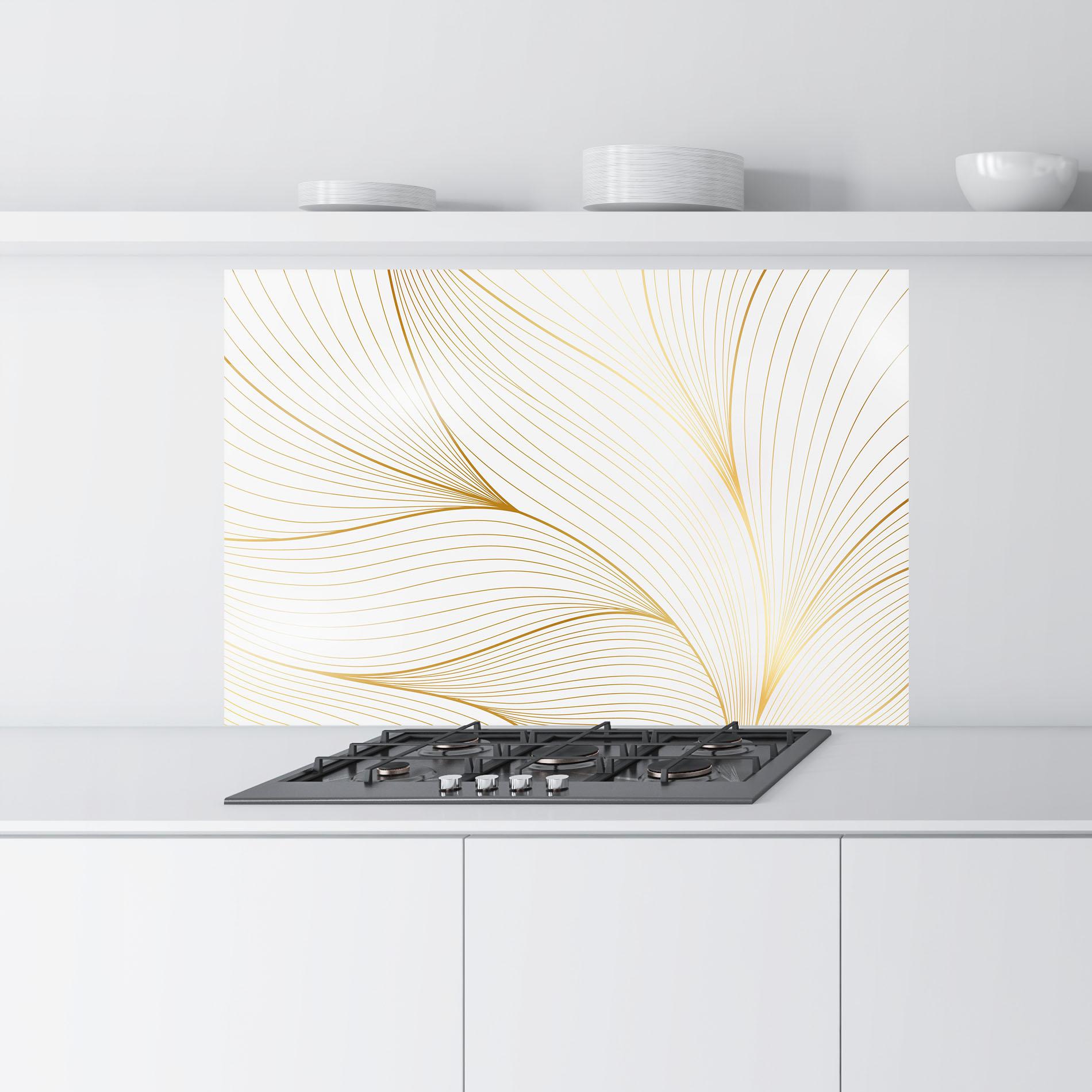 Küchenrückwand Glas Gold Wave mockup 9