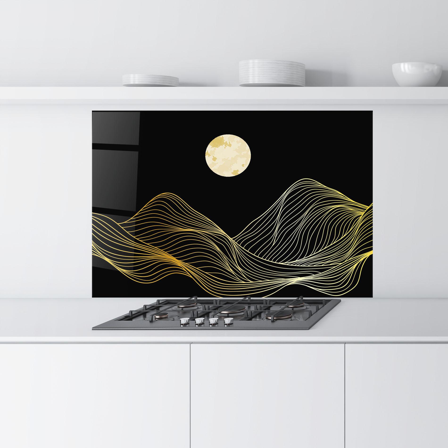 Küchenrückwand Glas Golden Moon mockup 9