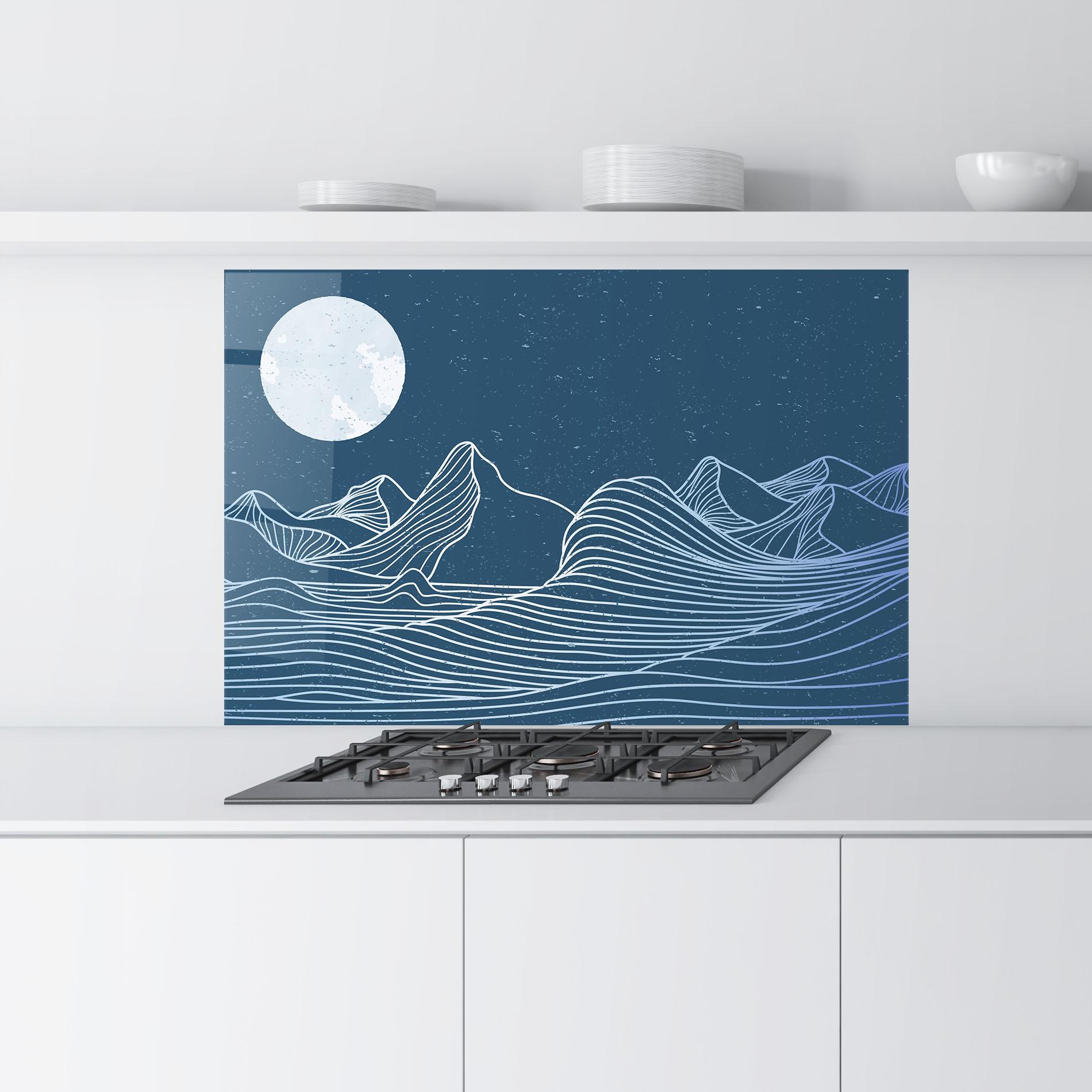 Küchenrückwand Glas Ocean Blue Wave mockup 9