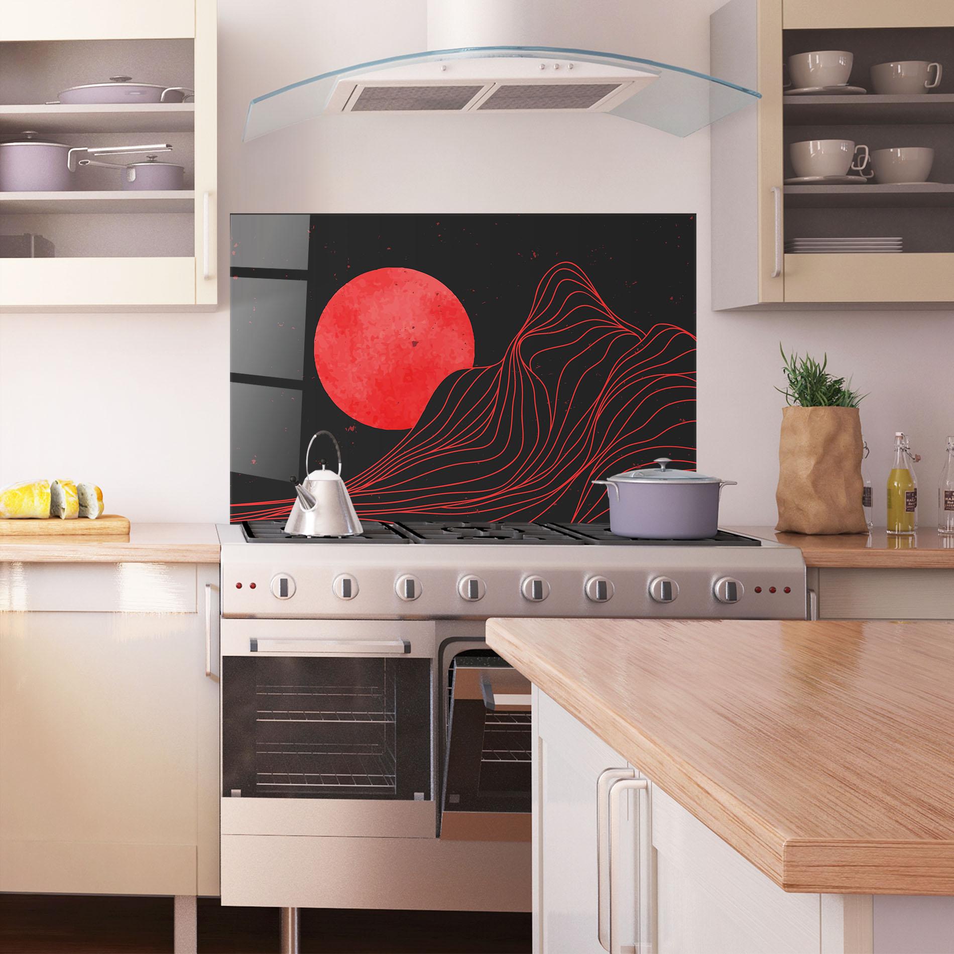 Küchenrückwand Glas Bloody Moon mockup 1