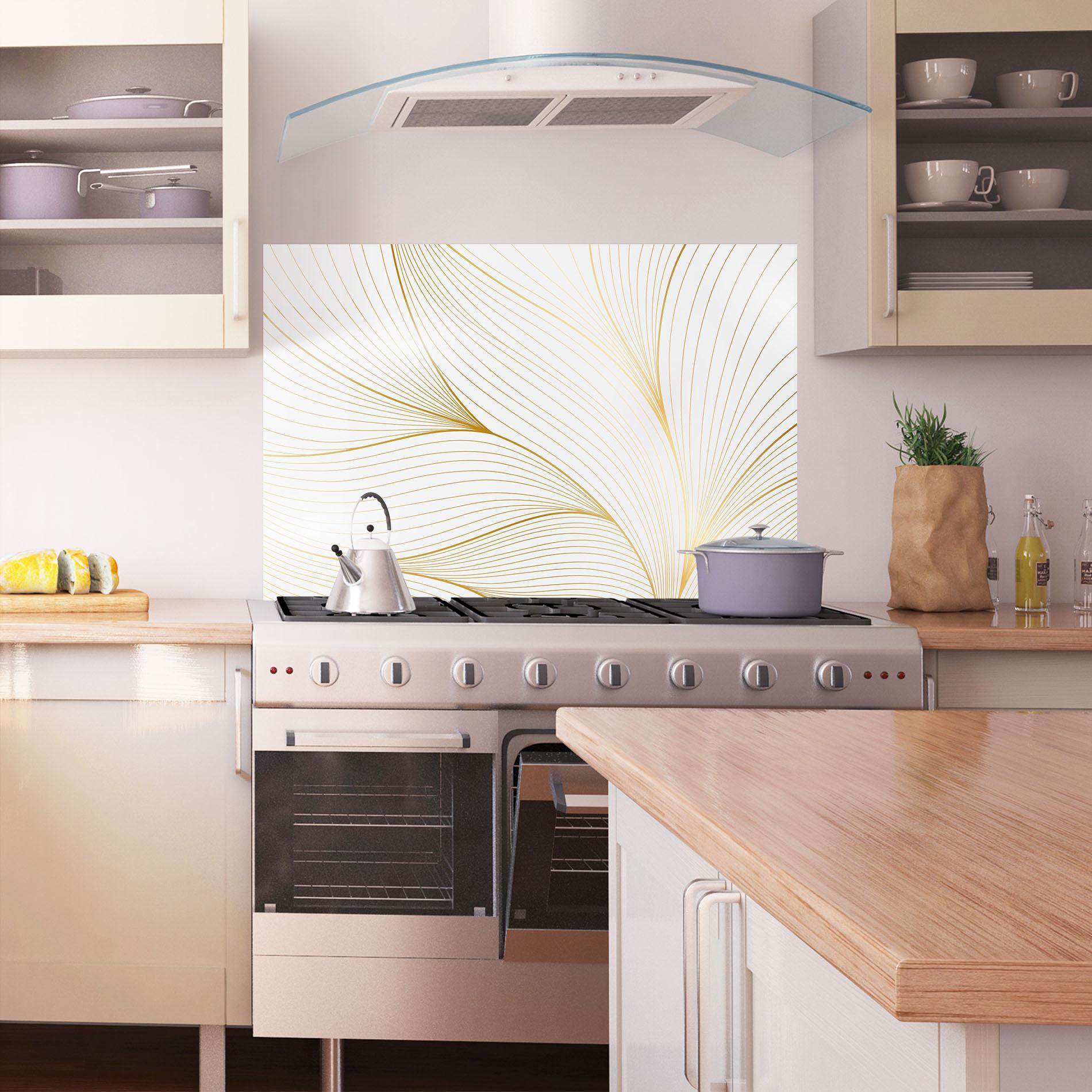 Küchenrückwand Glas Gold Wave mockup 1