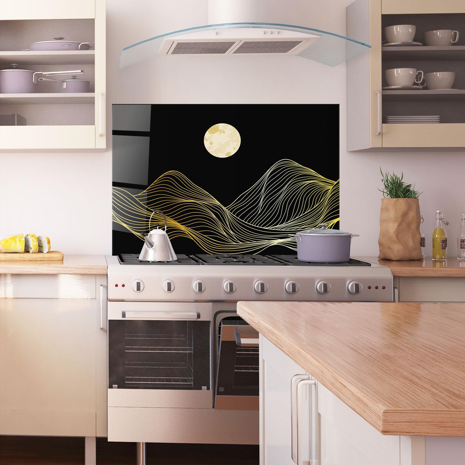 Küchenrückwand Glas Golden Moon mockup 1