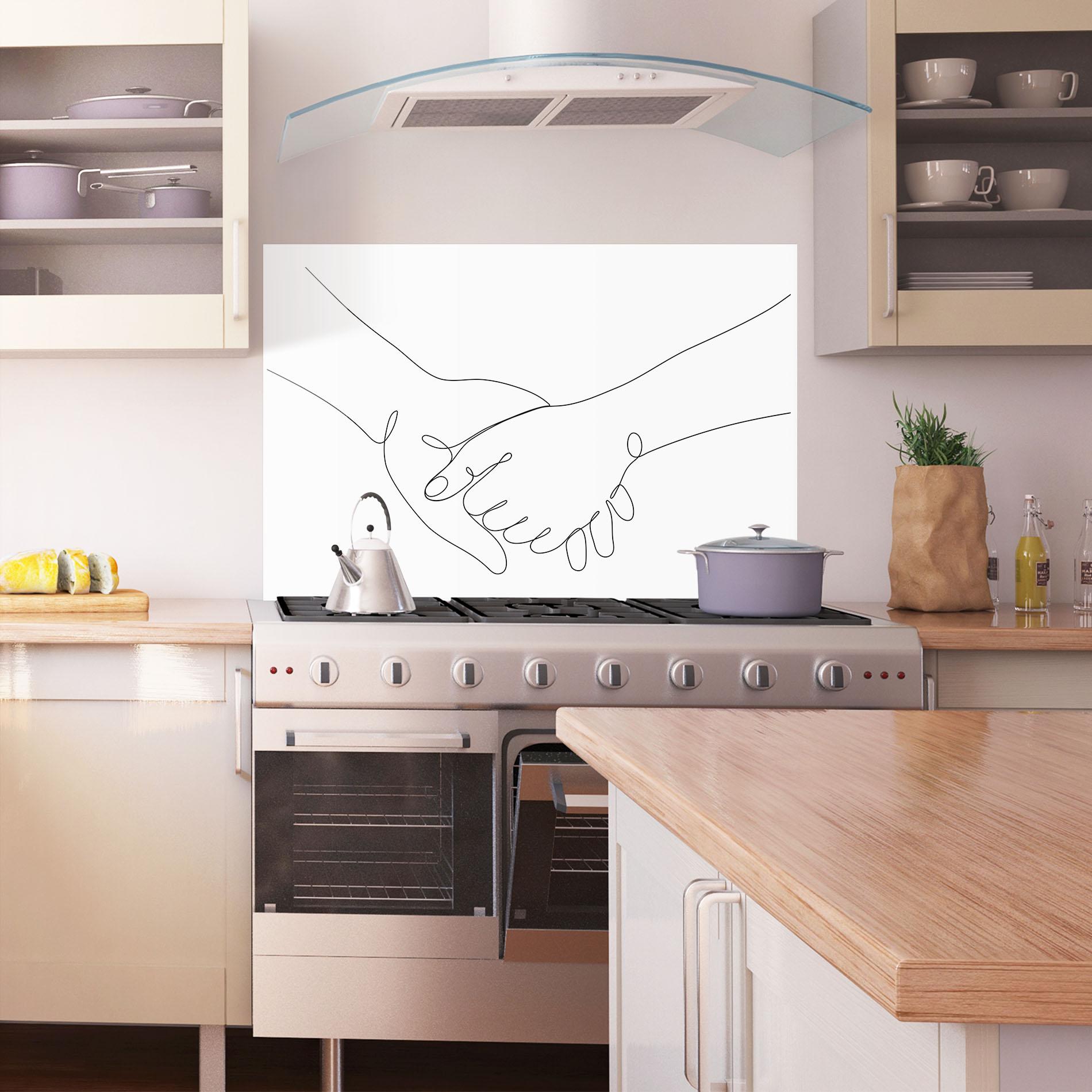 Küchenrückwand Glas Minimalistic Hands mockup 1