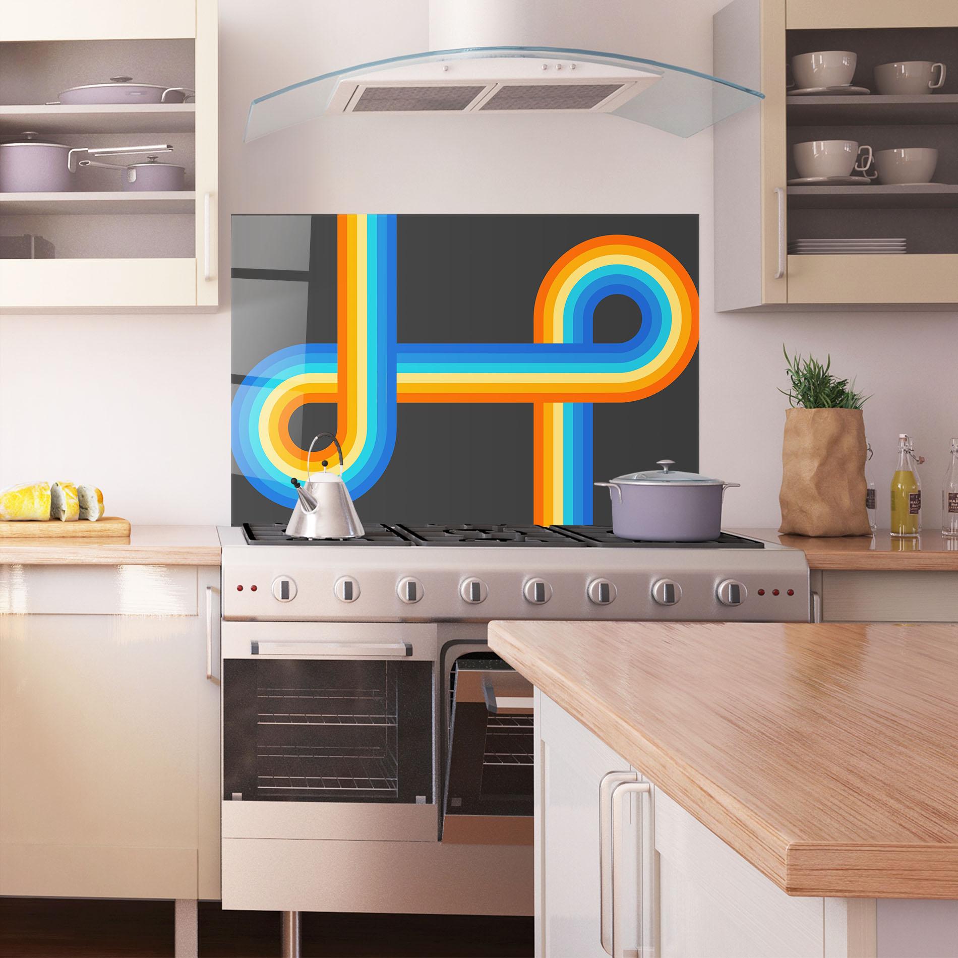 Küchenrückwand Glas Vintage Ranbow mockup 1
