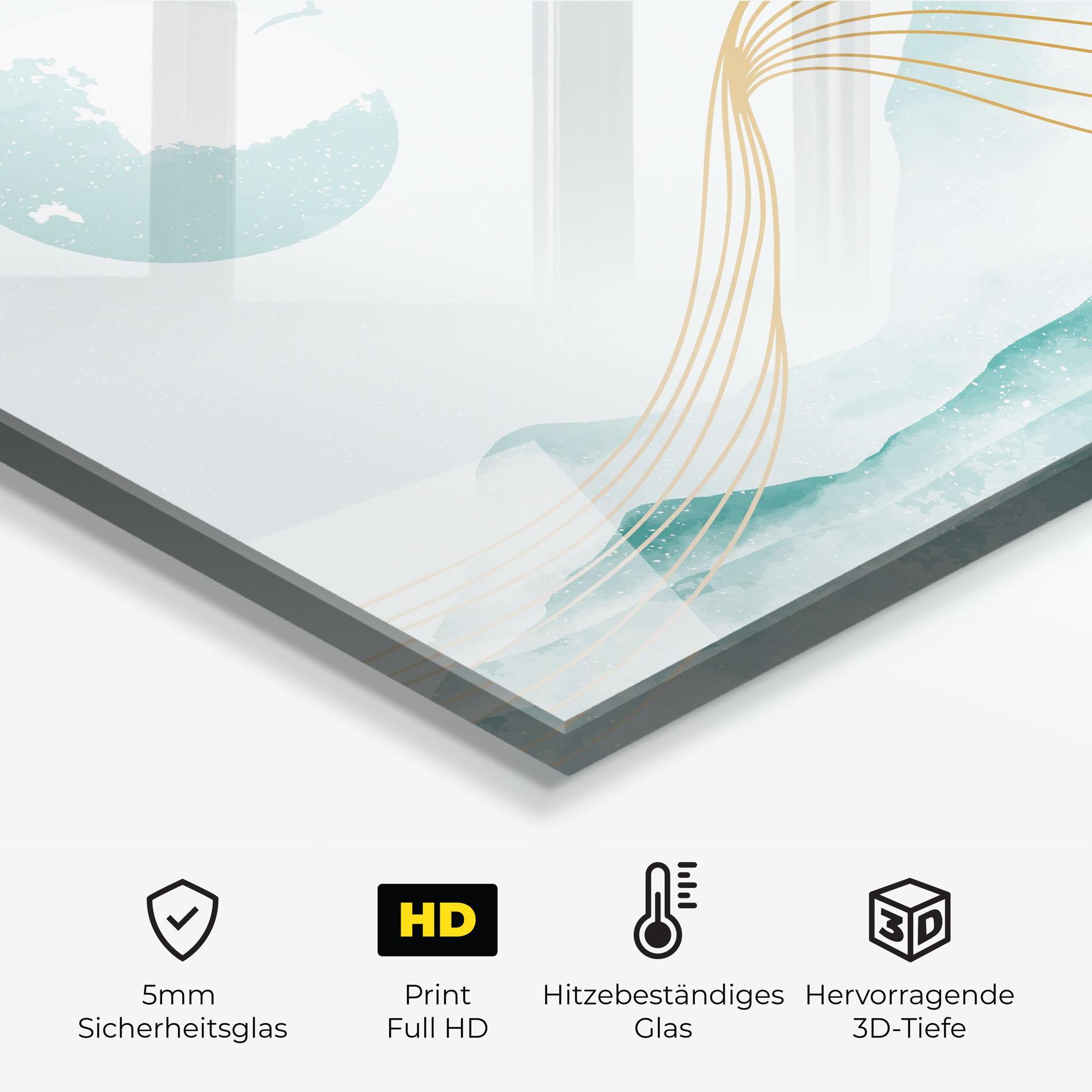 Küchenrückwand Glas Gold Line Mountain mockup 2