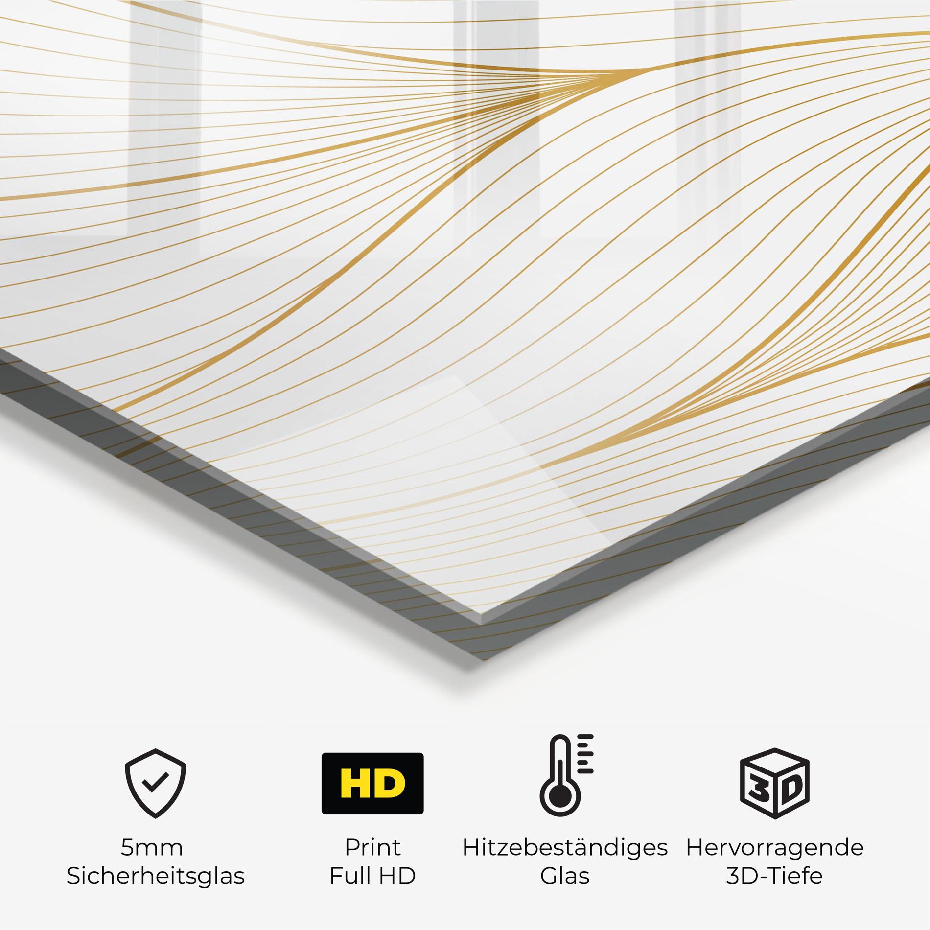 Küchenrückwand Glas Gold Wave mockup 2