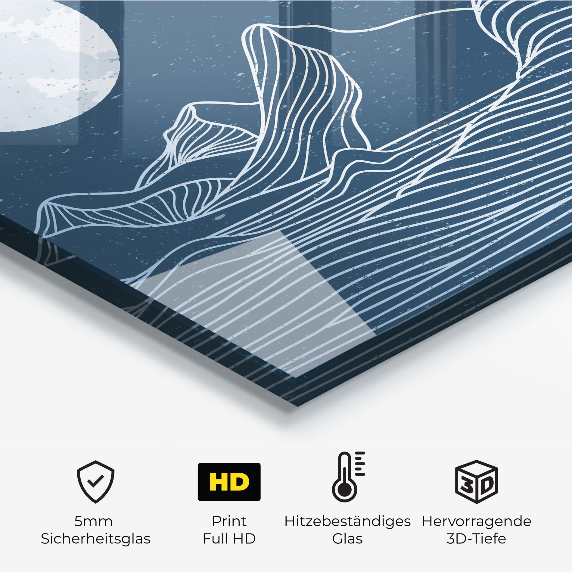 Küchenrückwand Glas Ocean Blue Wave mockup 2