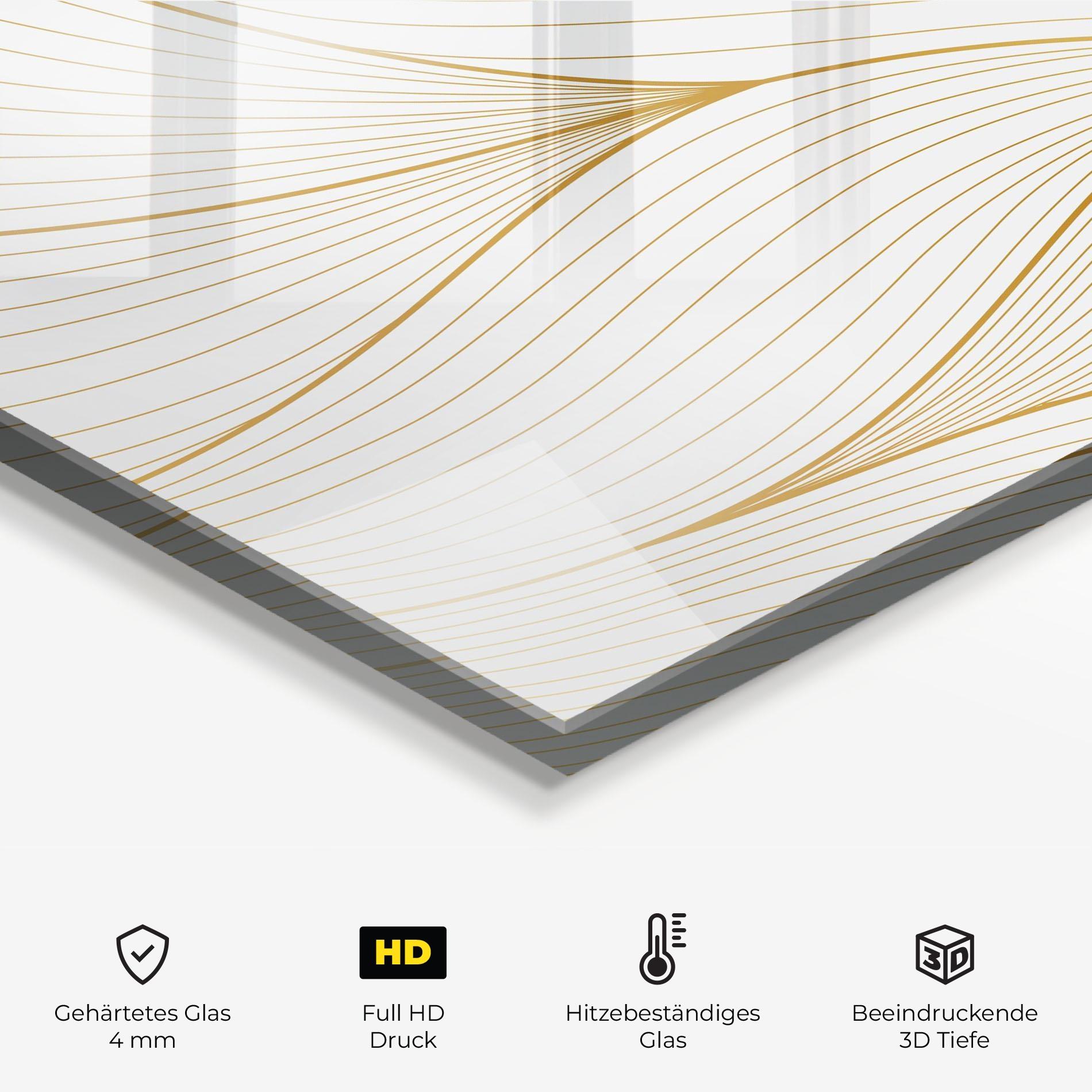 Küchenrückwand Glas Gold Wave mockup 2