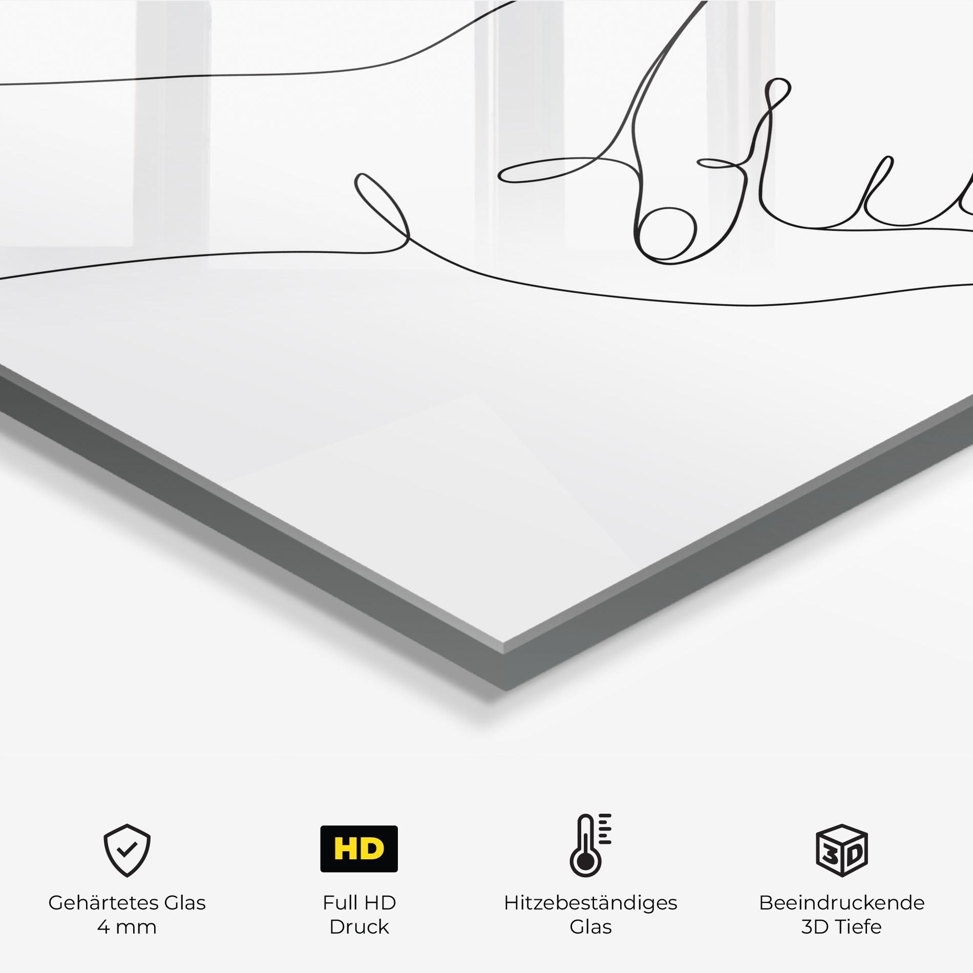 Küchenrückwand Glas Minimalistic Hands mockup 2