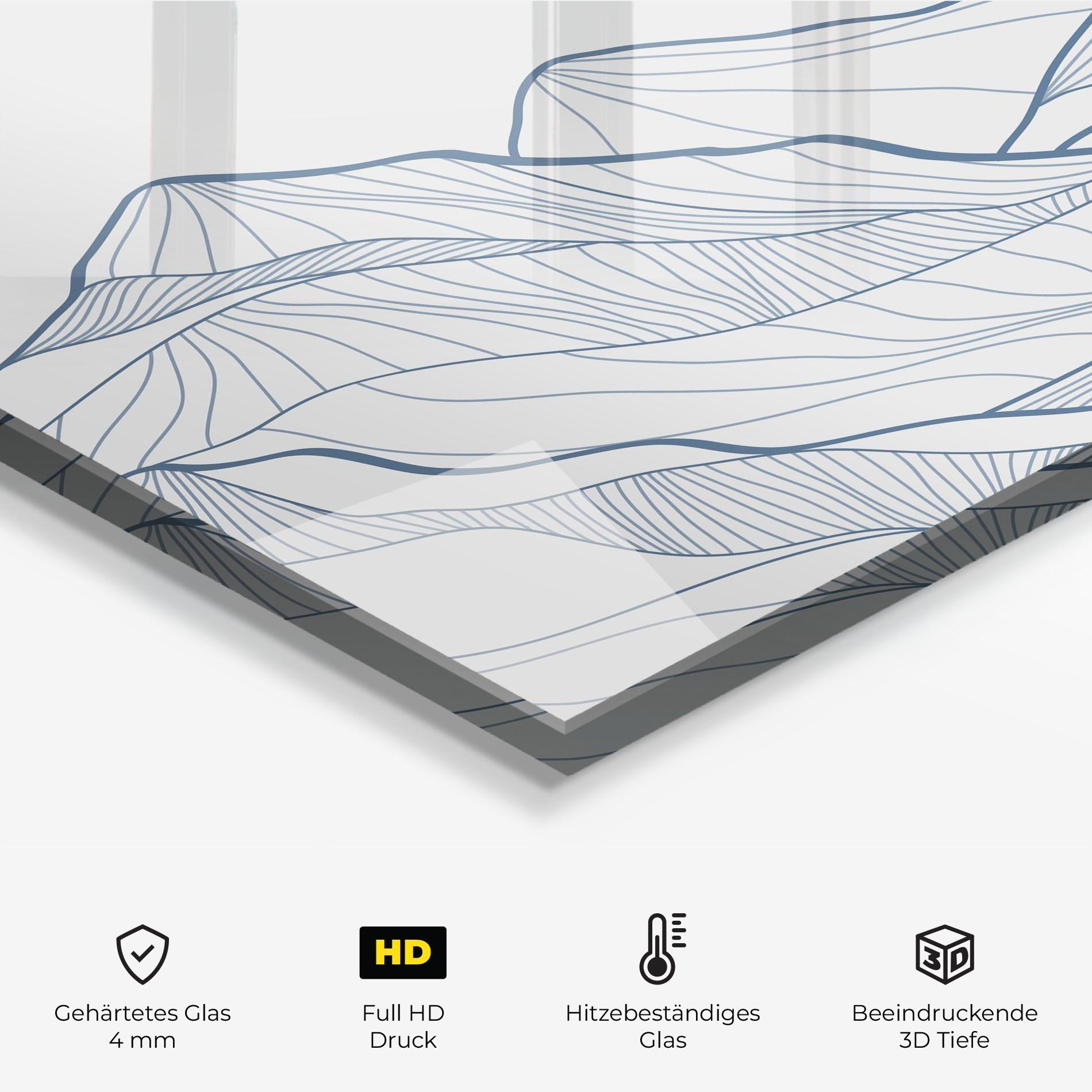 Küchenrückwand Glas Mountain Blue Line mockup 2