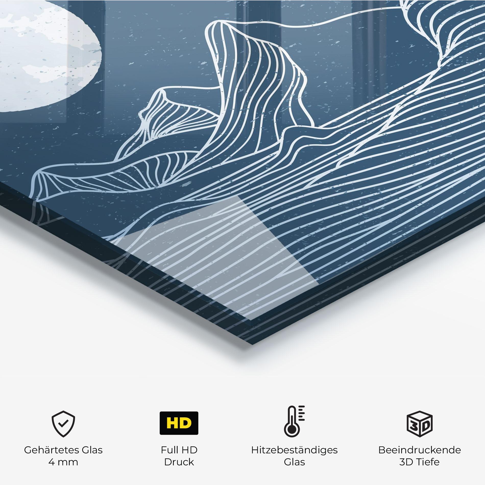 Küchenrückwand Glas Ocean Blue Wave mockup 2