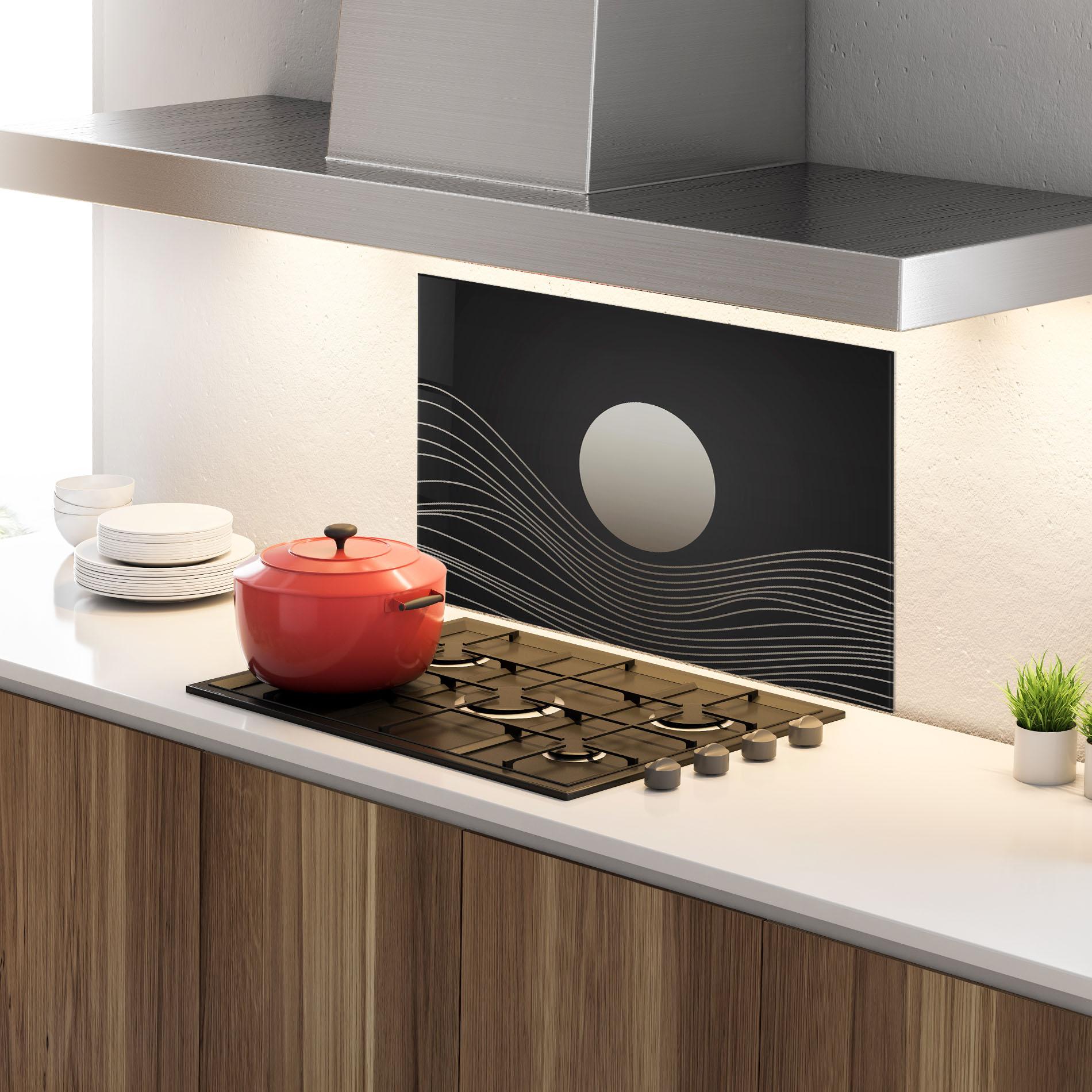 Küchenrückwand Glas Grey Moon mockup 4