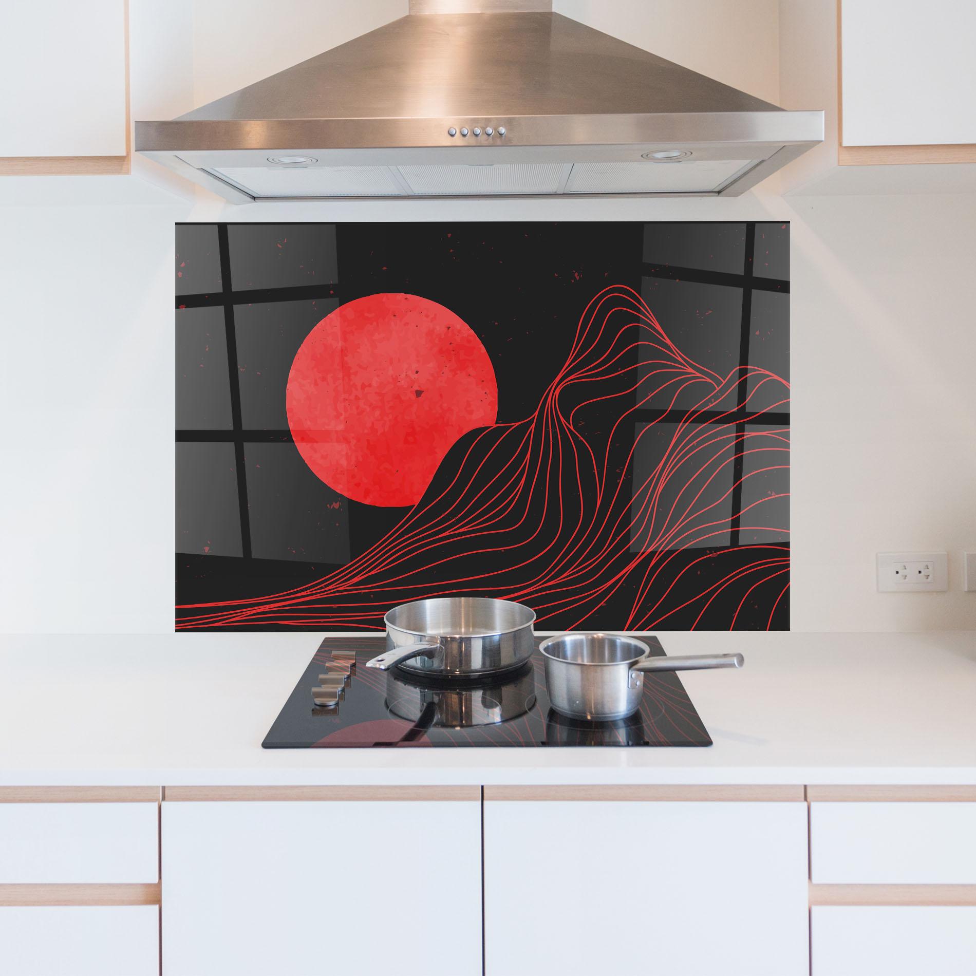 Küchenrückwand Glas Bloody Moon mockup 5