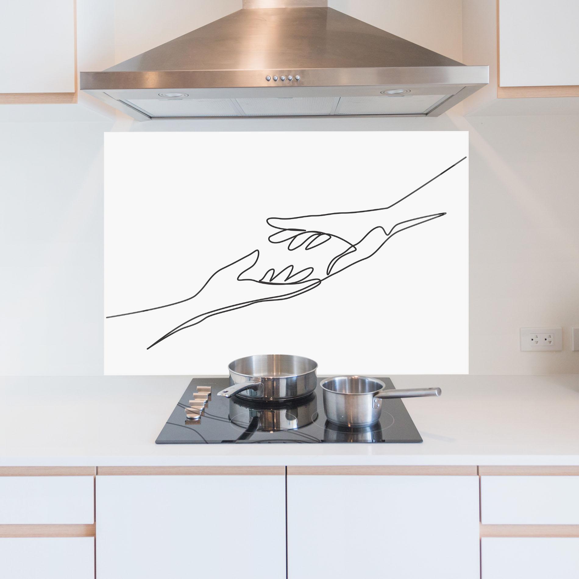 Küchenrückwand Glas Hands Reaching mockup 5