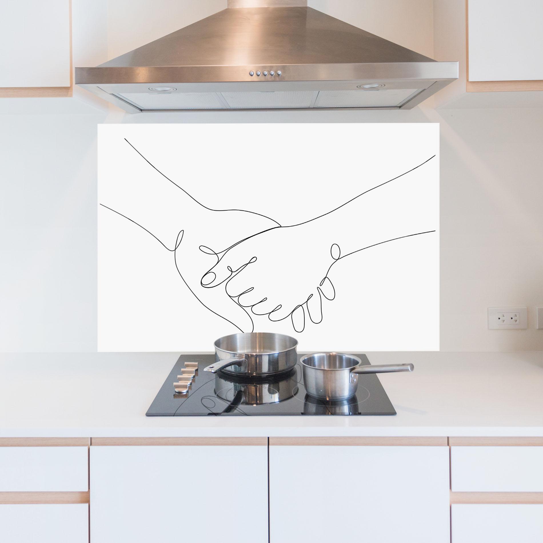 Küchenrückwand Glas Minimalistic Hands mockup 5