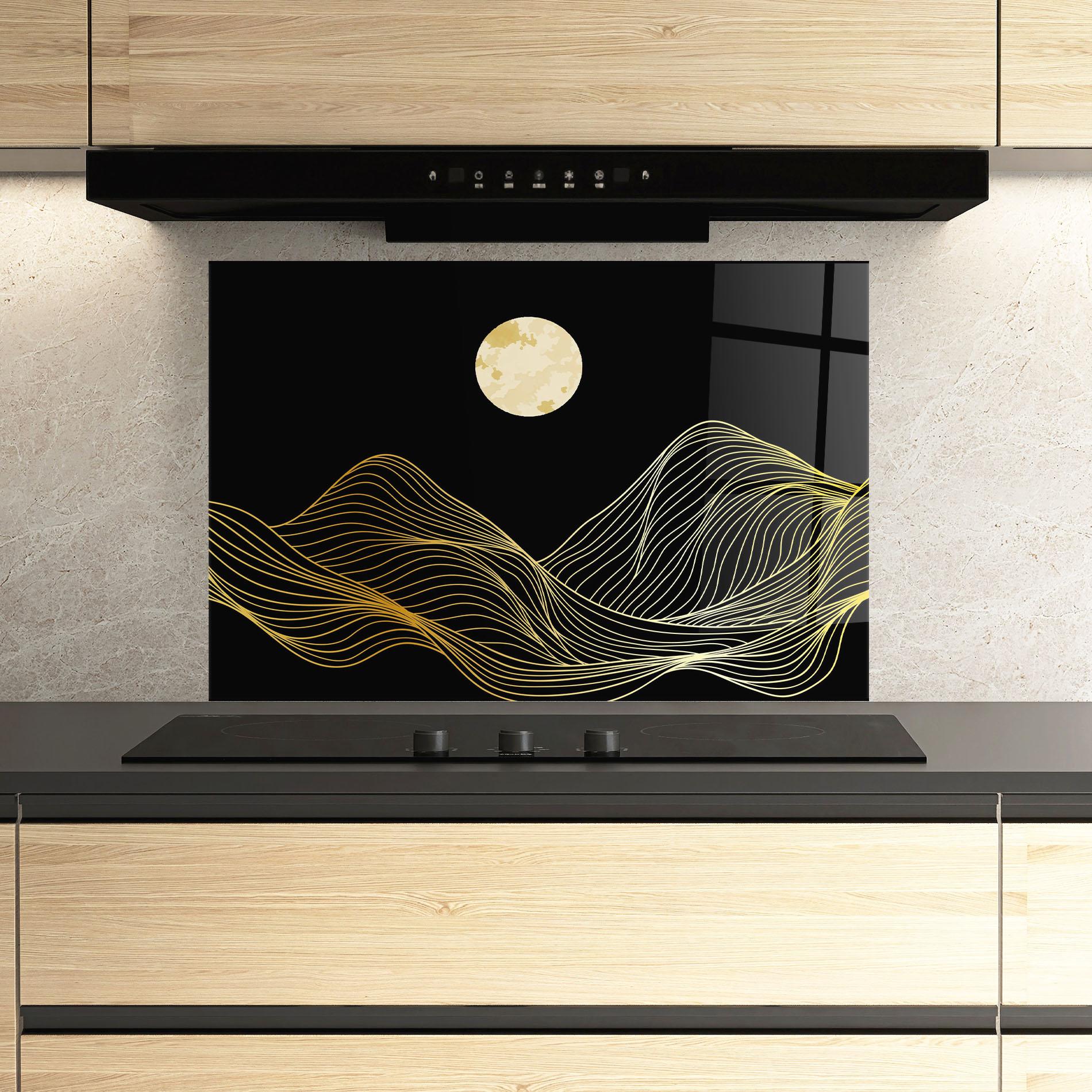 Küchenrückwand Glas Golden Moon mockup 3