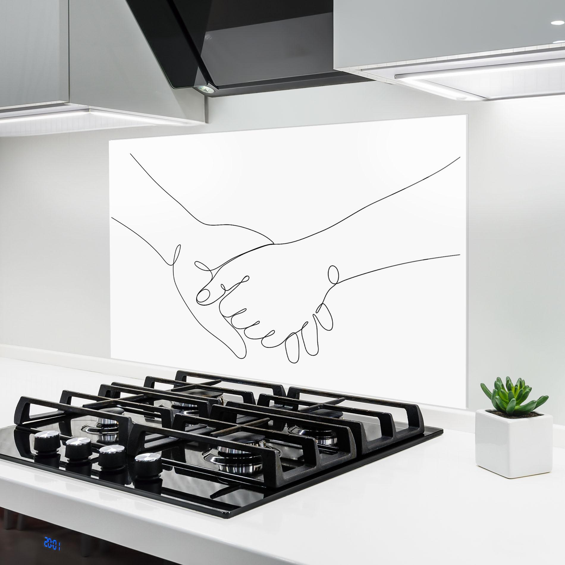 Küchenrückwand Glas Minimalistic Hands mockup 6