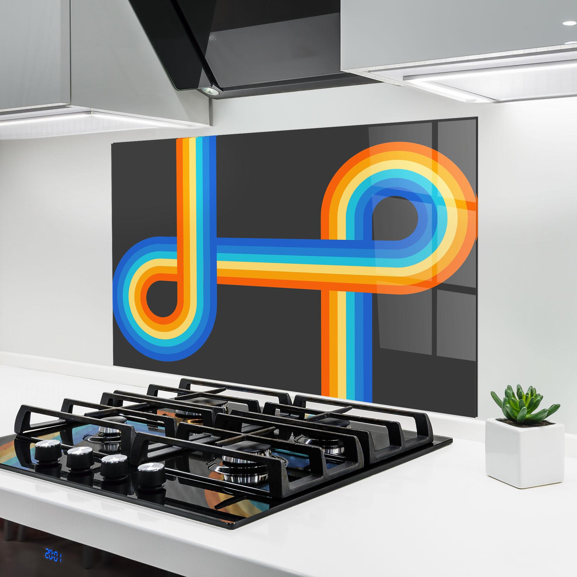 Küchenrückwand Glas Vintage Ranbow mockup 6