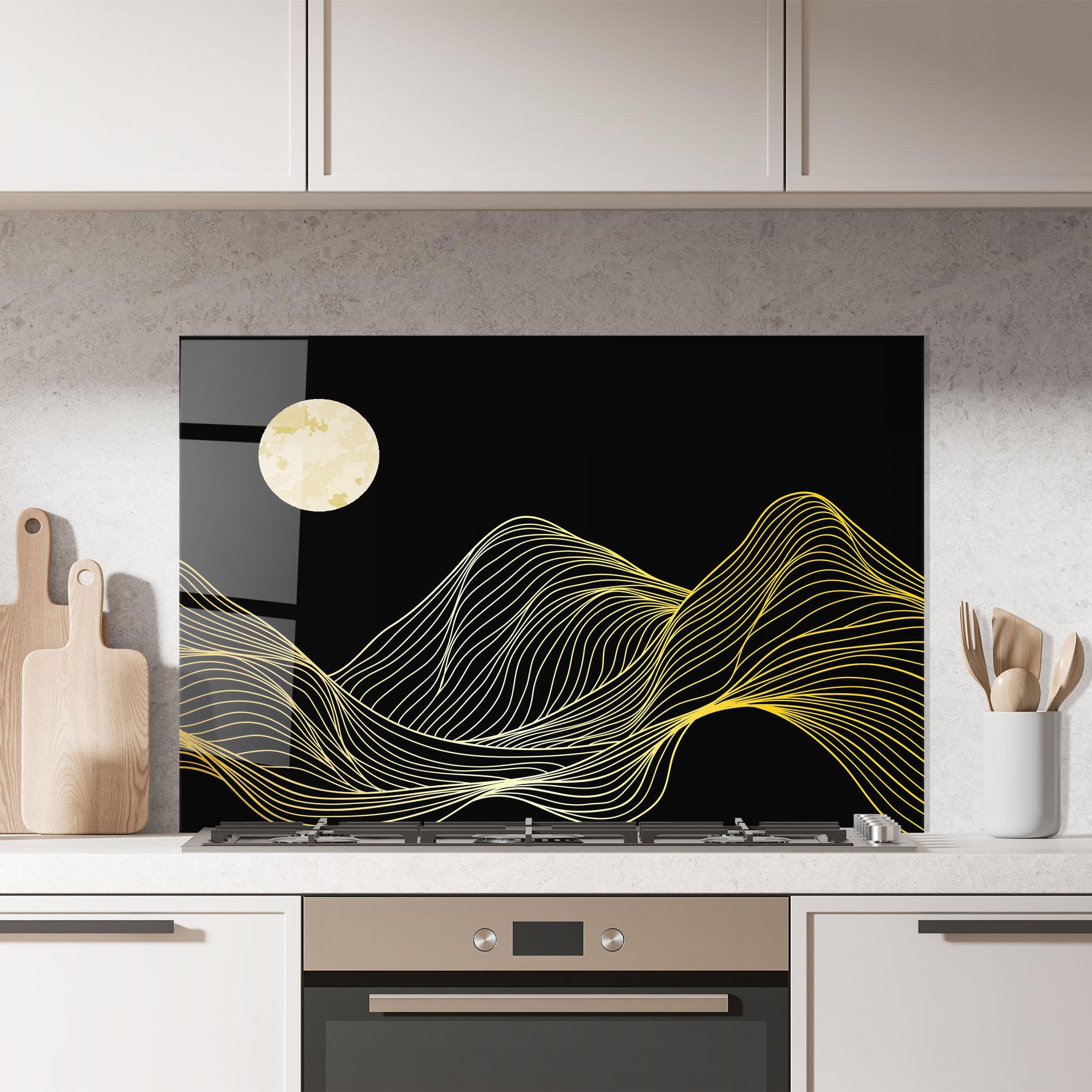 Küchenrückwand Glas Gold Moon mockup 7