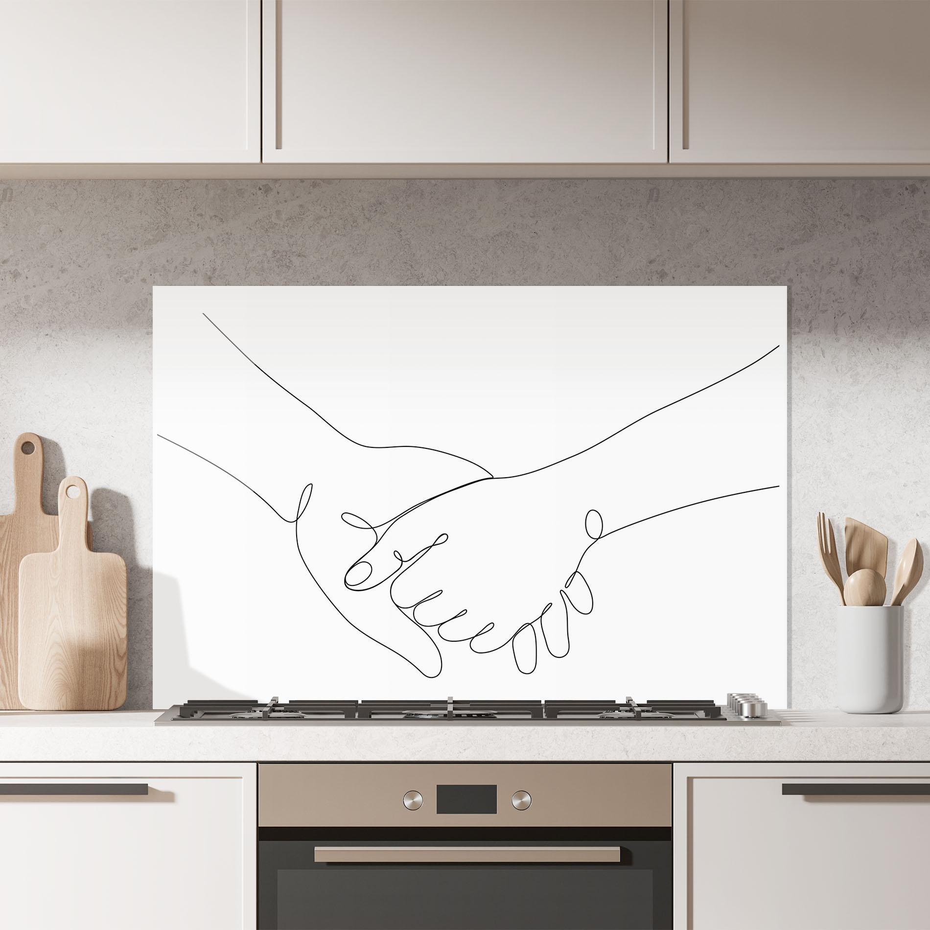 Küchenrückwand Glas Minimalistic Hands mockup 7