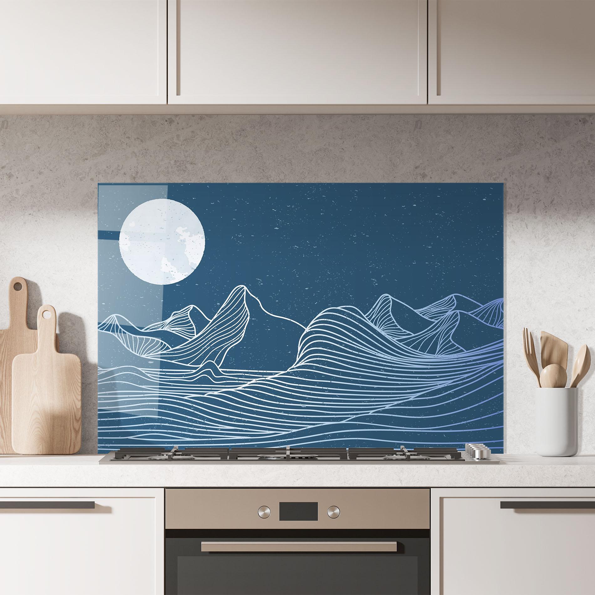 Küchenrückwand Glas Ocean Blue Wave mockup 7