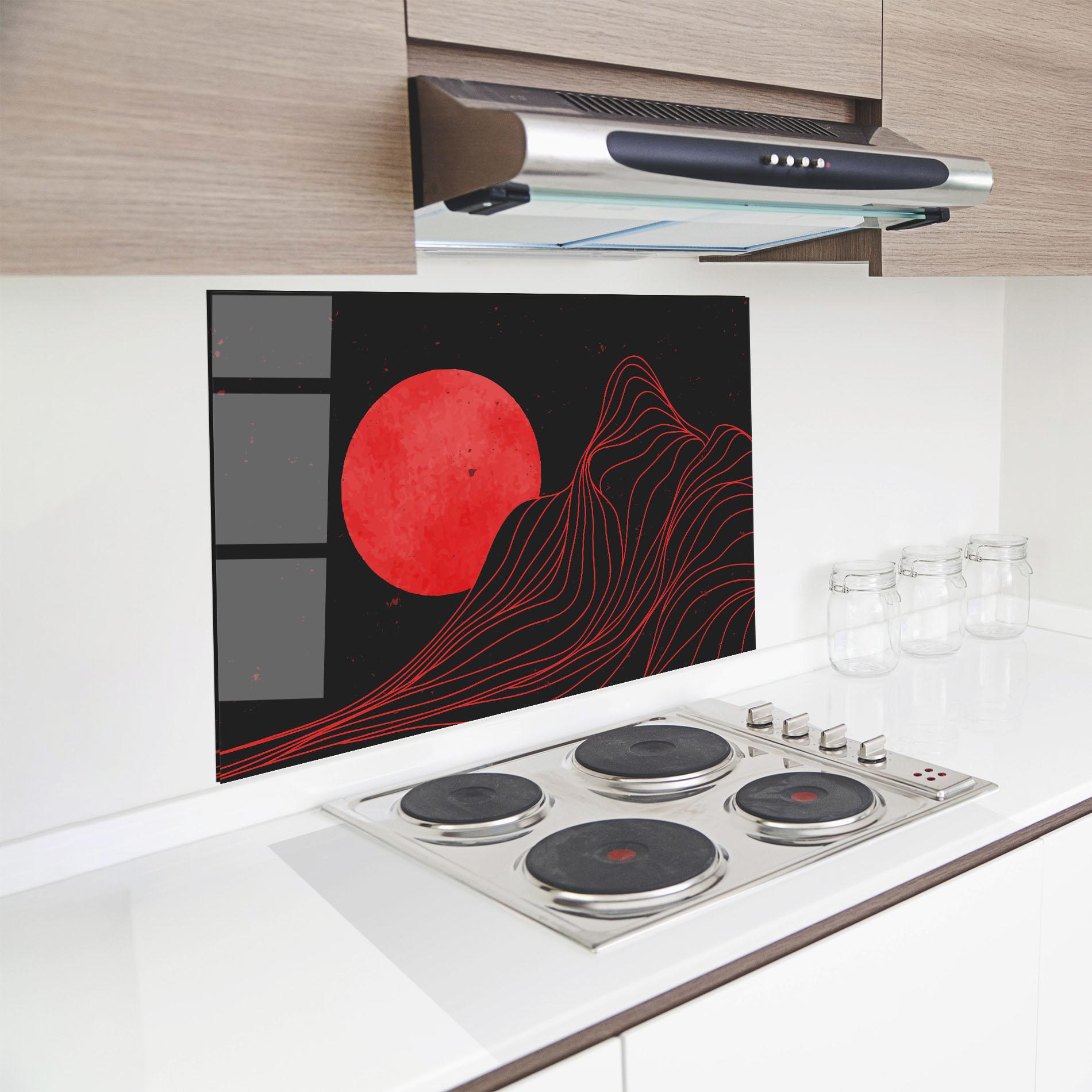 Küchenrückwand Glas Bloody Moon mockup 8