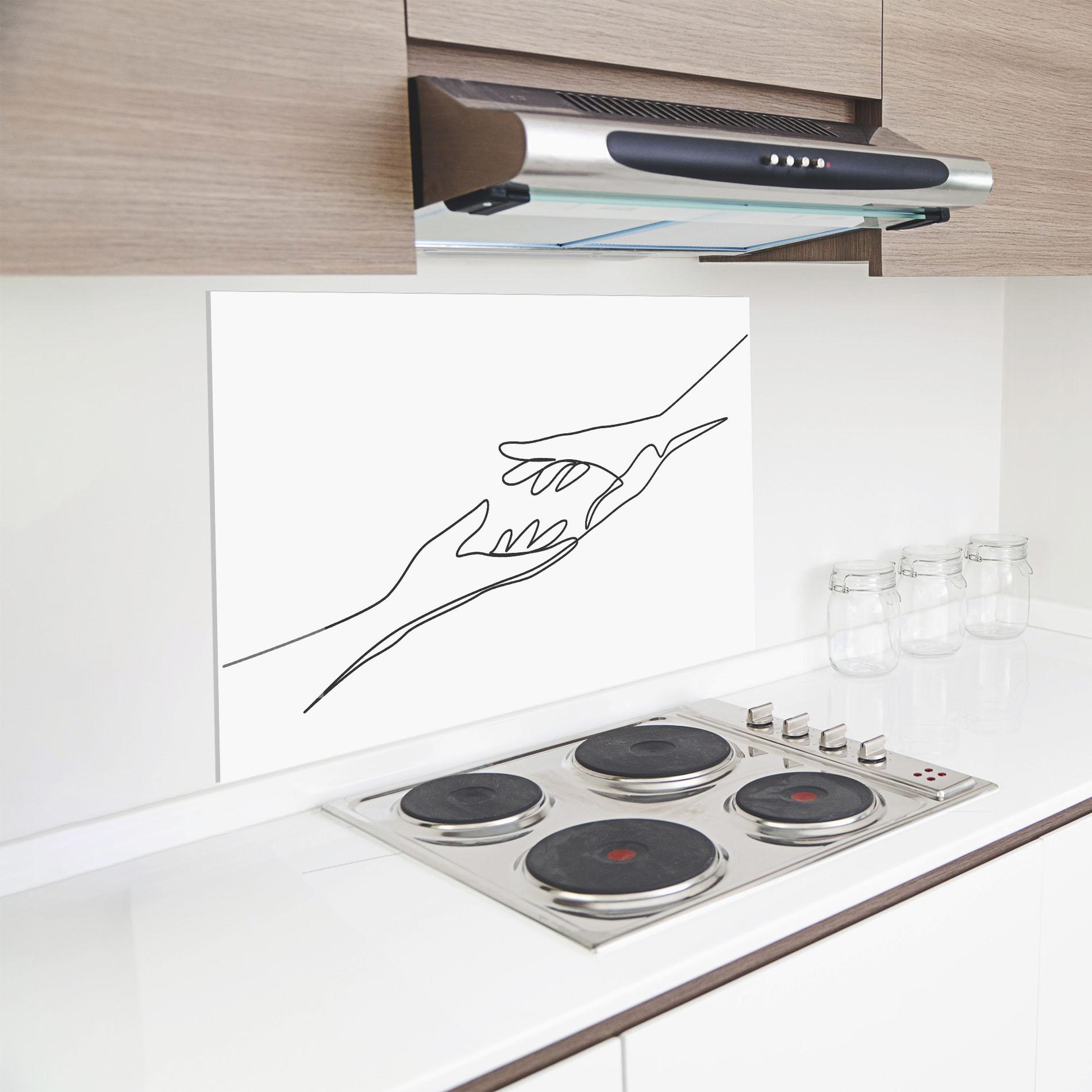 Küchenrückwand Glas Hands Reaching mockup 8