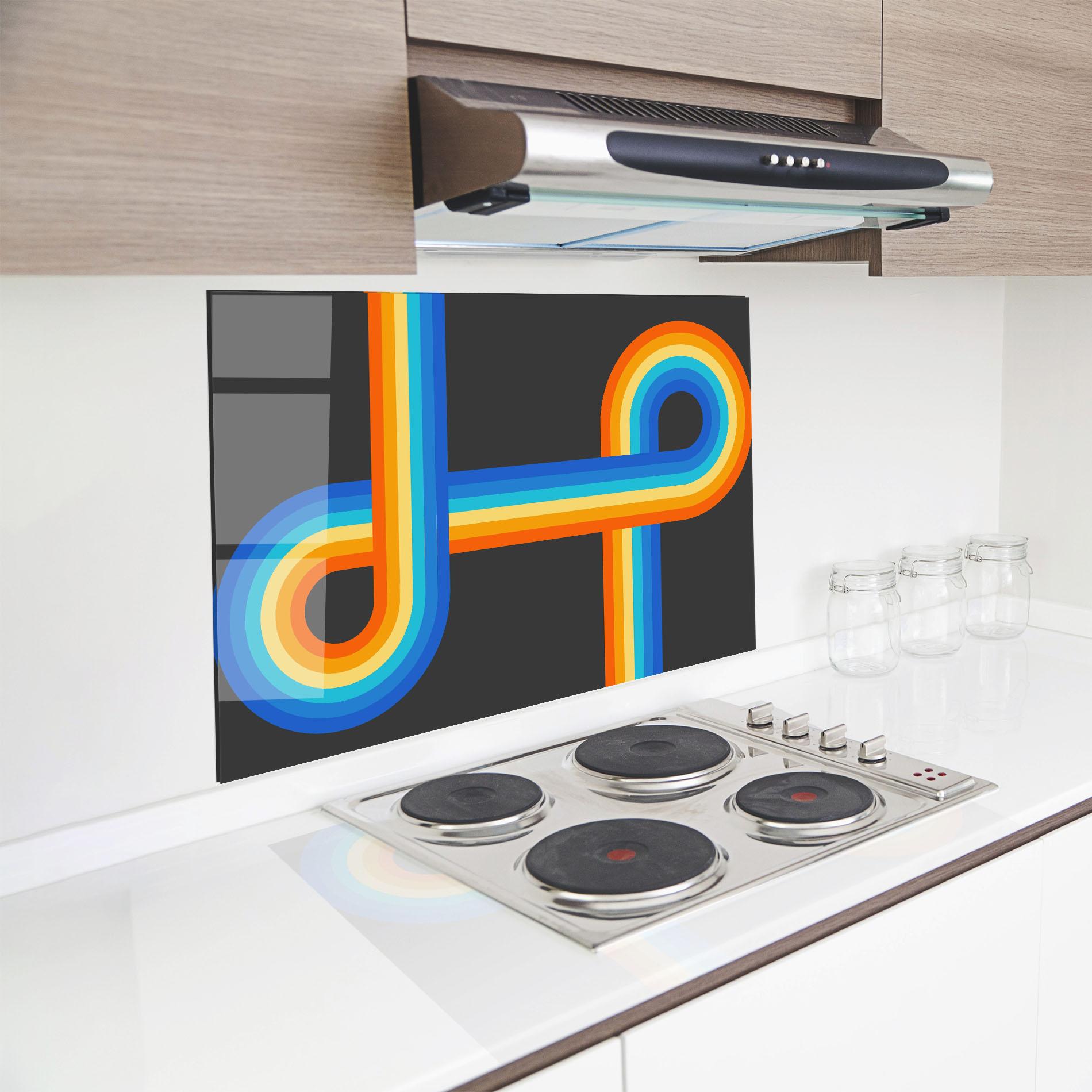 Küchenrückwand Glas Vintage Ranbow mockup 8