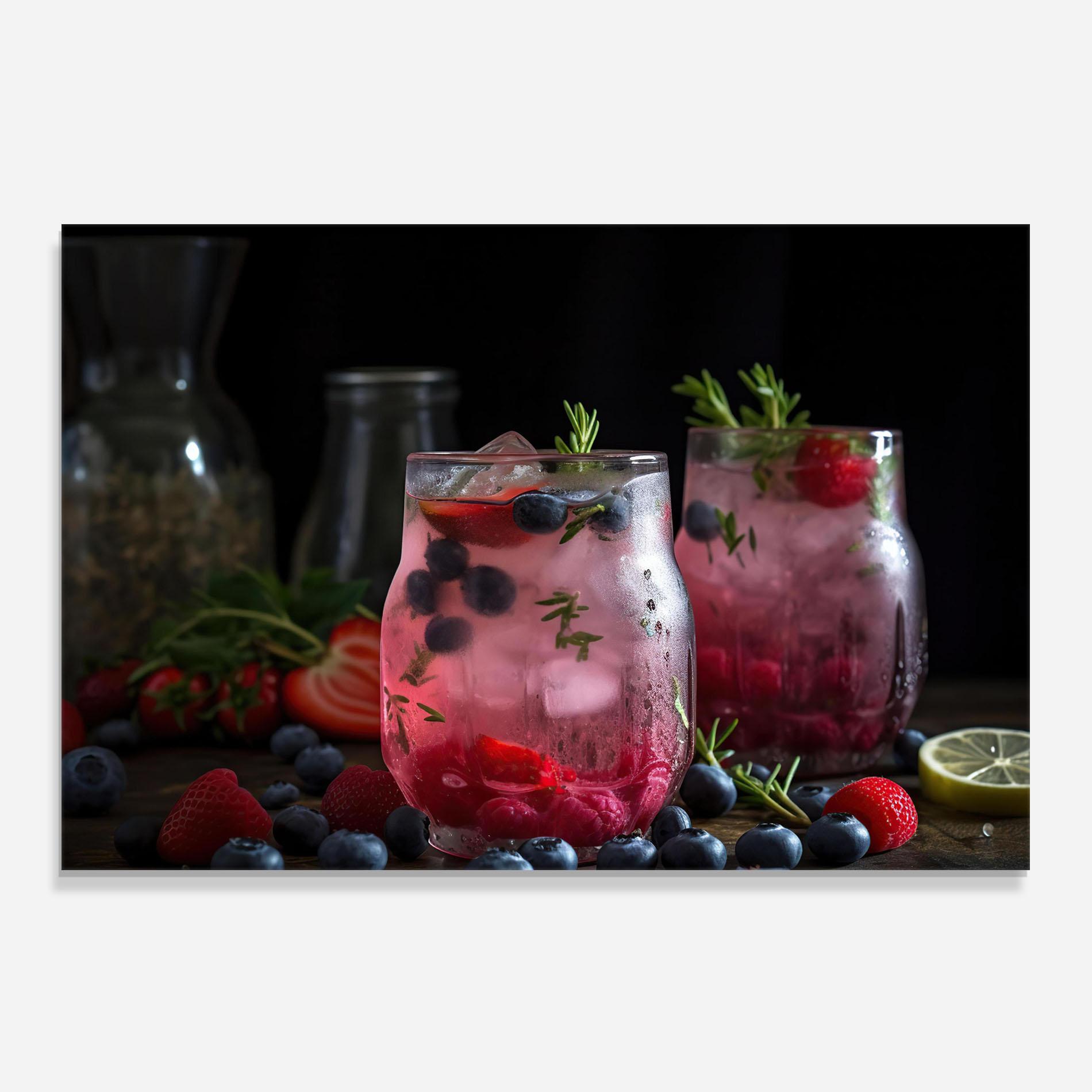 Küchenrückwand Glas Berry Ice Drink mockup 0
