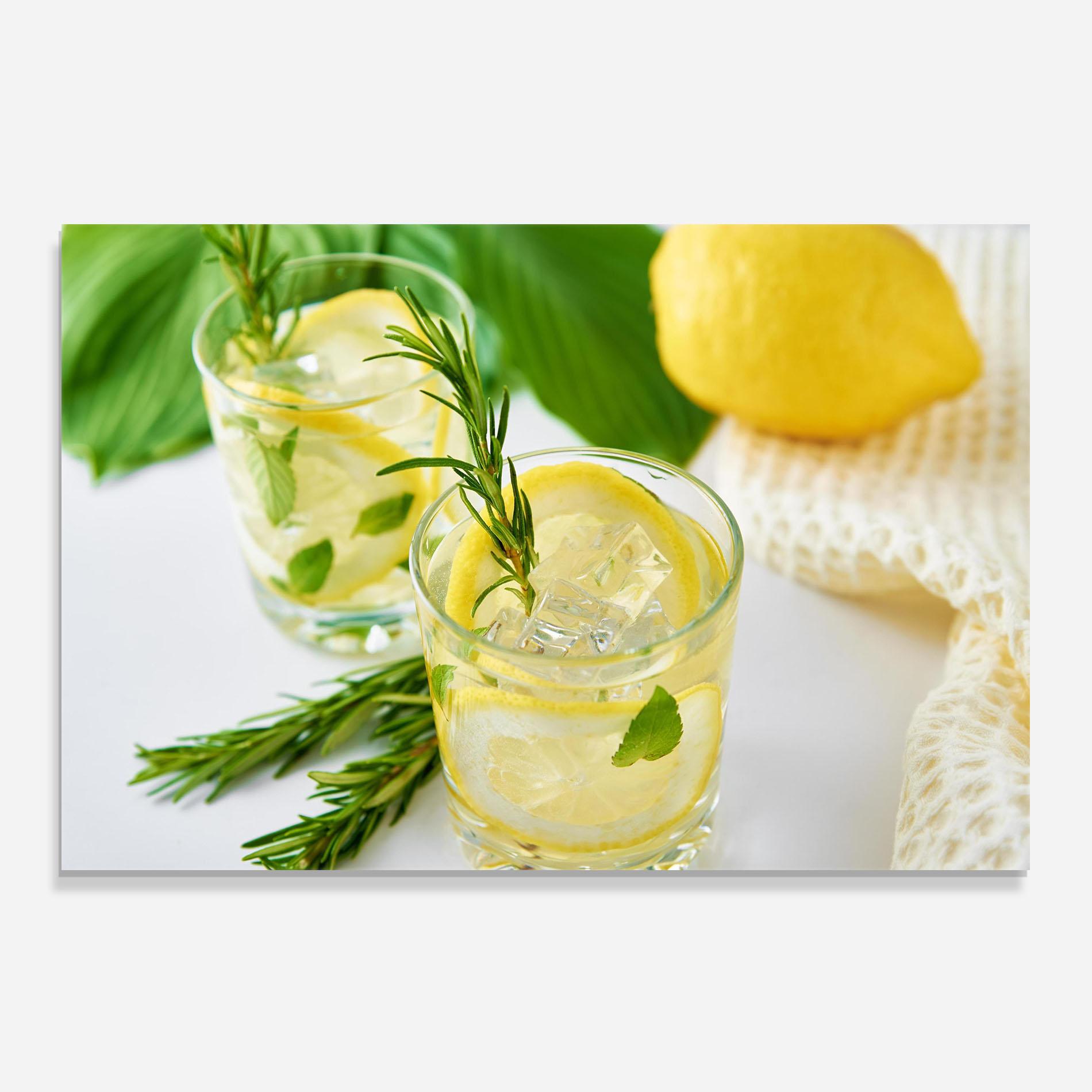 Küchenrückwand Glas Lemon Rosemary Drink mockup 0