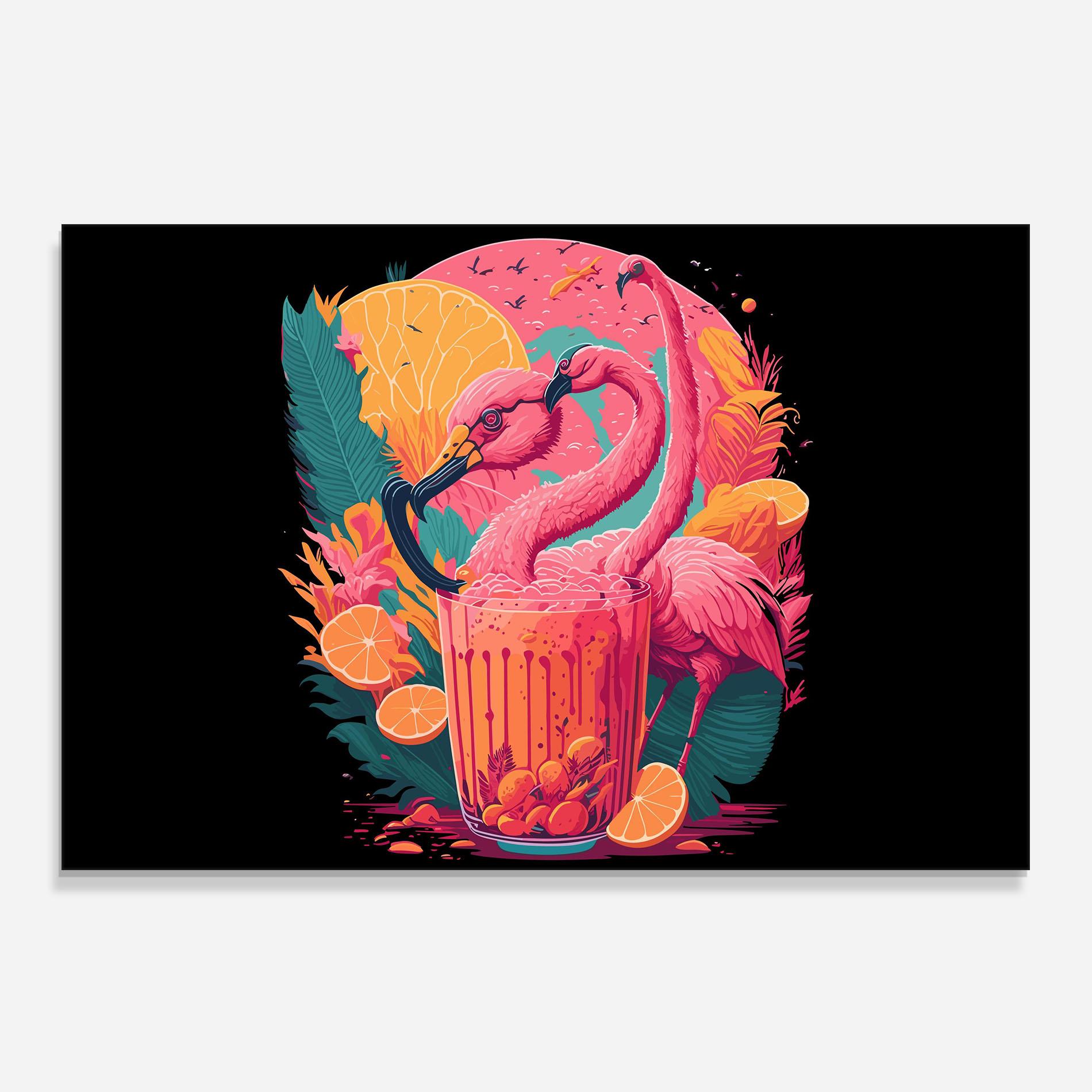 Küchenrückwand Glas Pink Bird Drink mockup 0