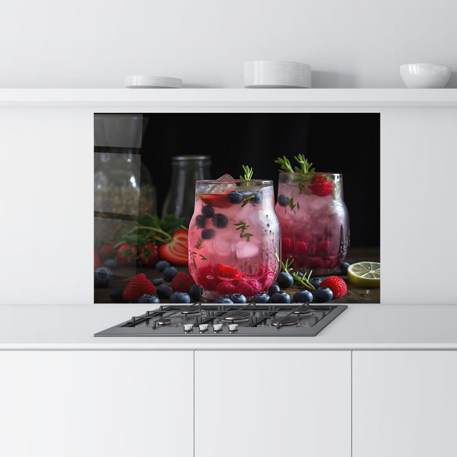 Küchenrückwand Glas Berry Ice Drink mockup 9