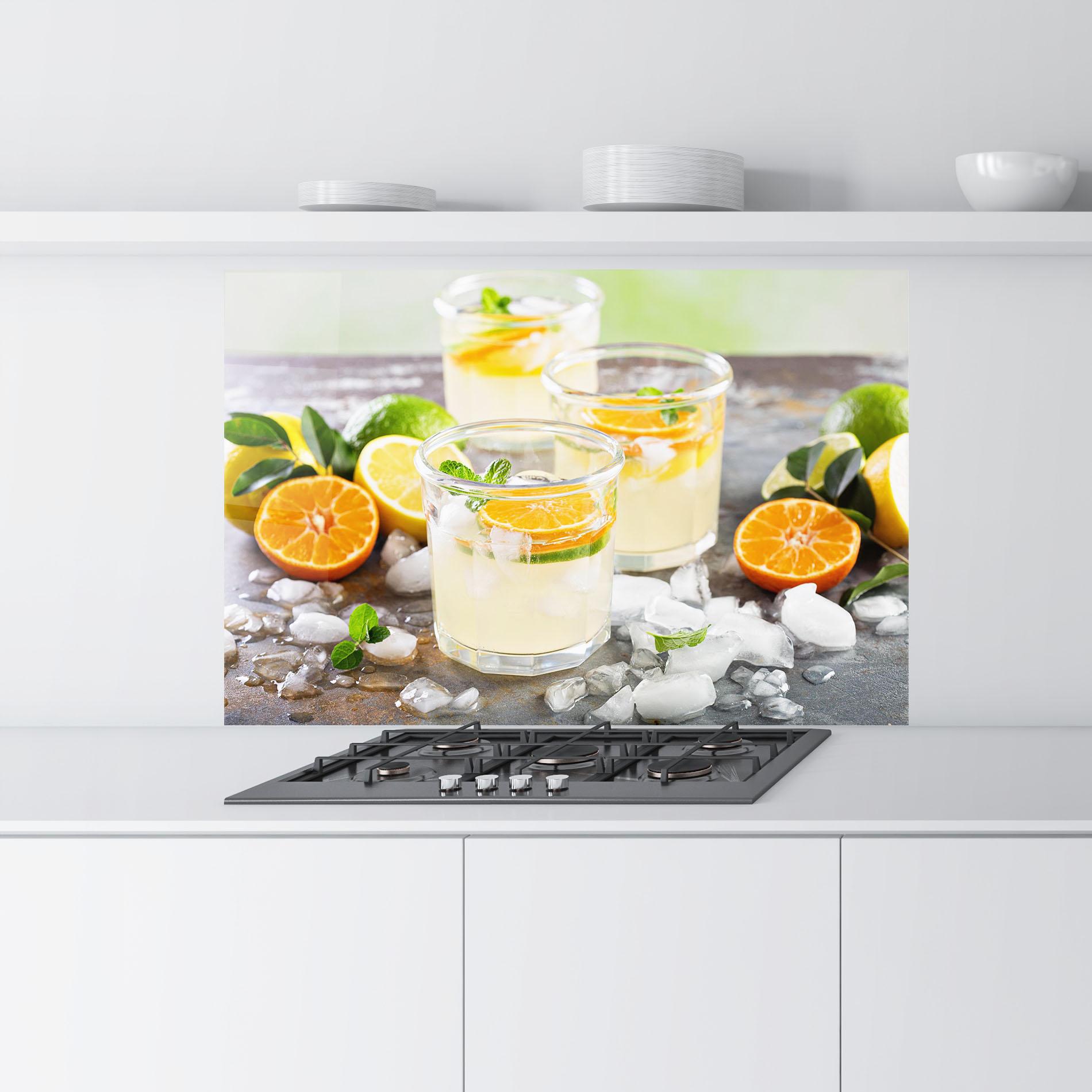 Küchenrückwand Glas Citrus Fruit Lemonade mockup 9
