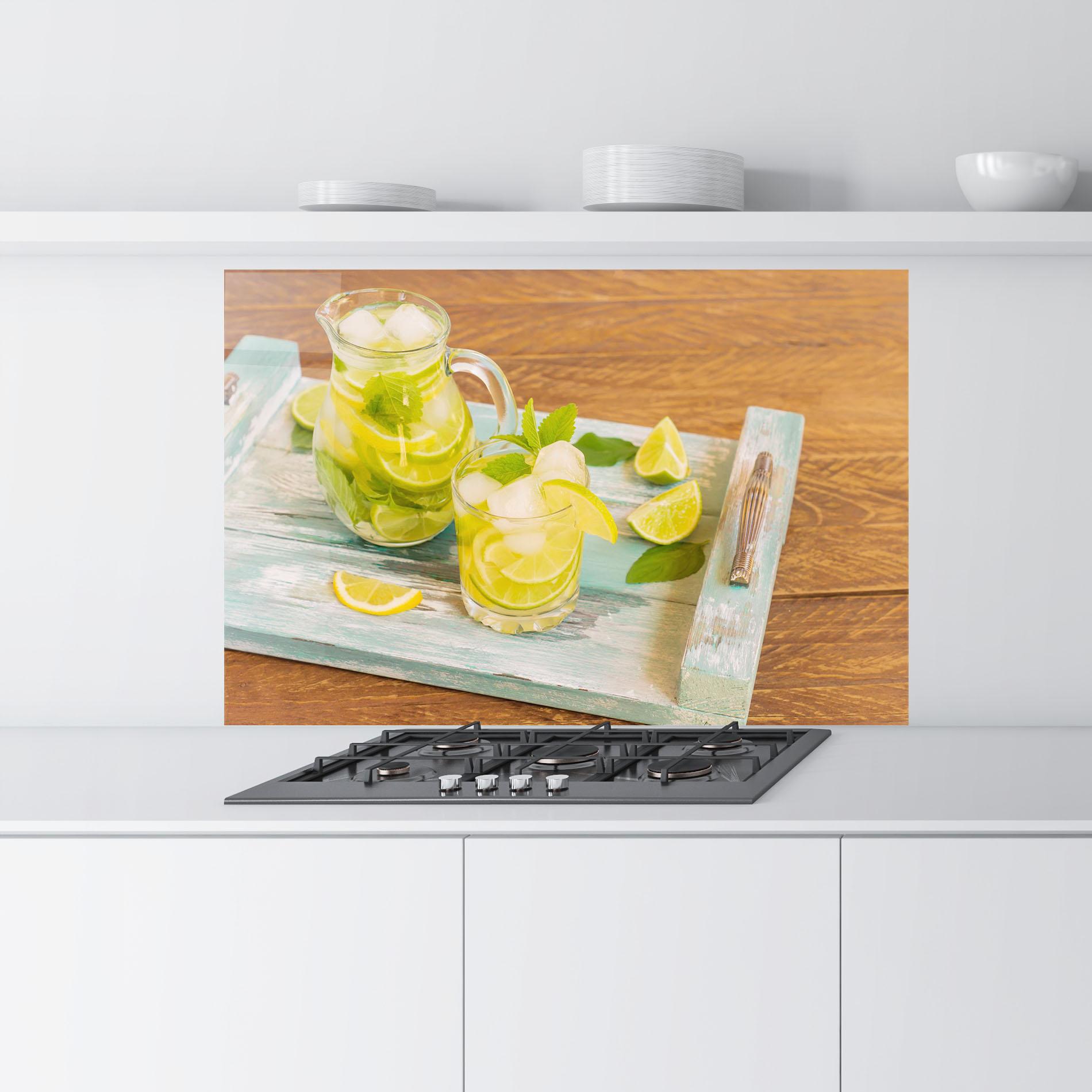 Küchenrückwand Glas Fresh Cold Lemonade mockup 9