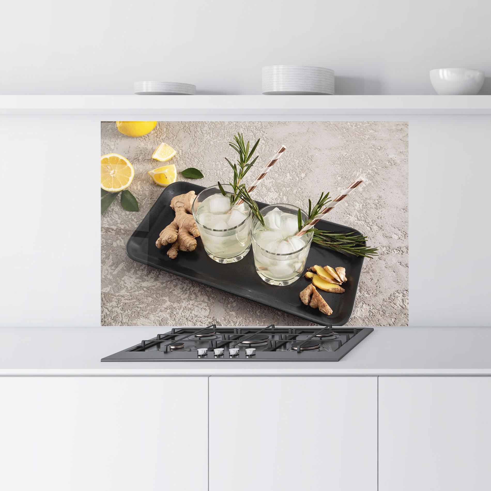 Küchenrückwand Glas Ginger Lemonade Drink mockup 9