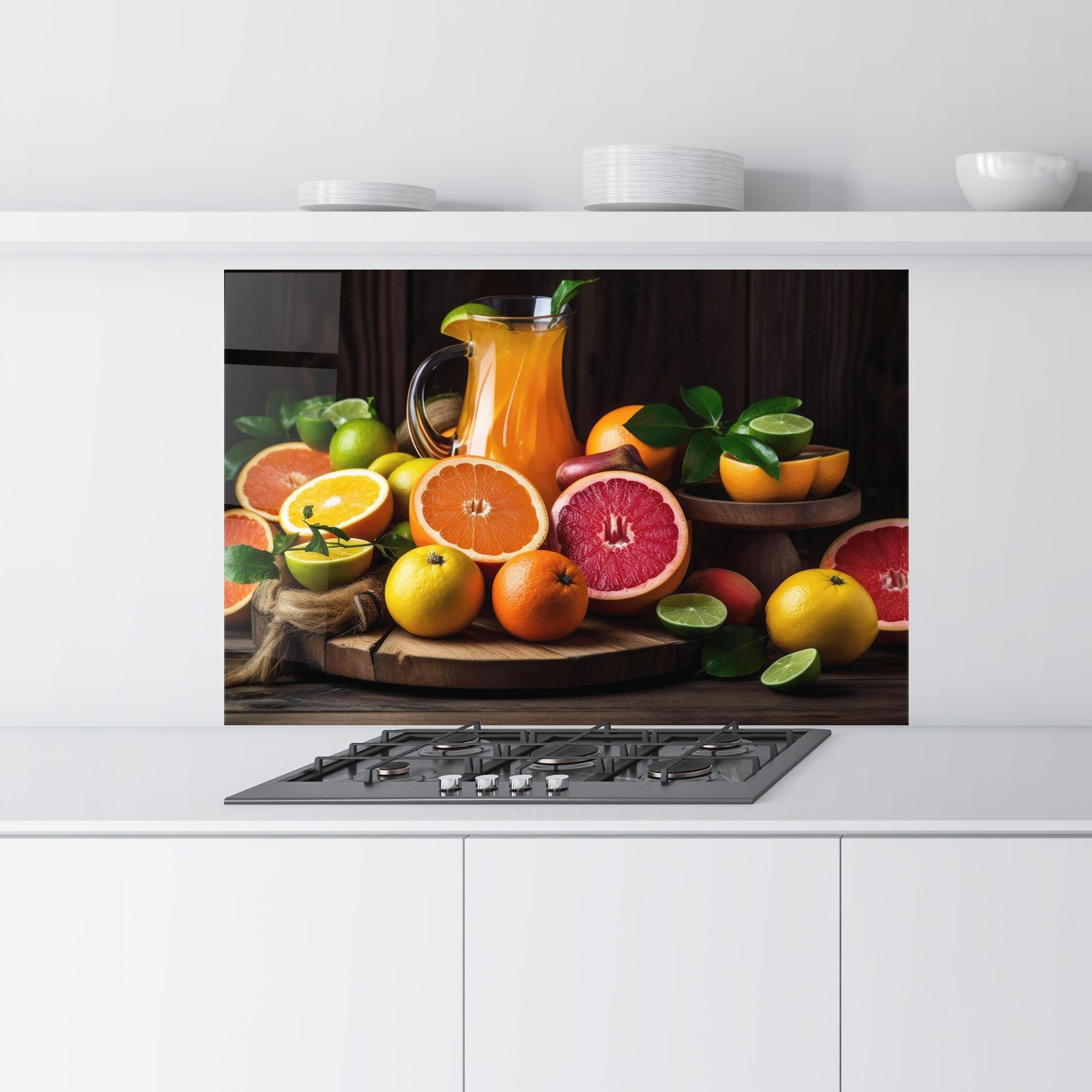 Küchenrückwand Glas Glass Of Orange Juice mockup 9