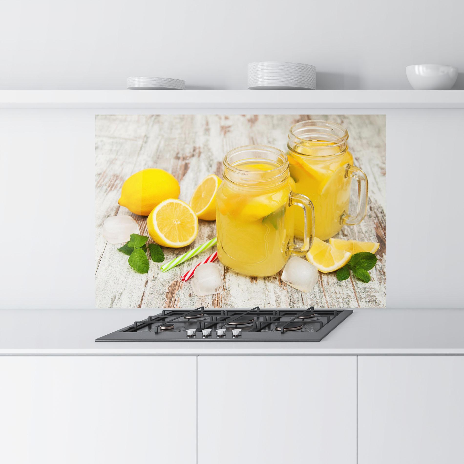 Küchenrückwand Glas Jars With Lemonade mockup 9