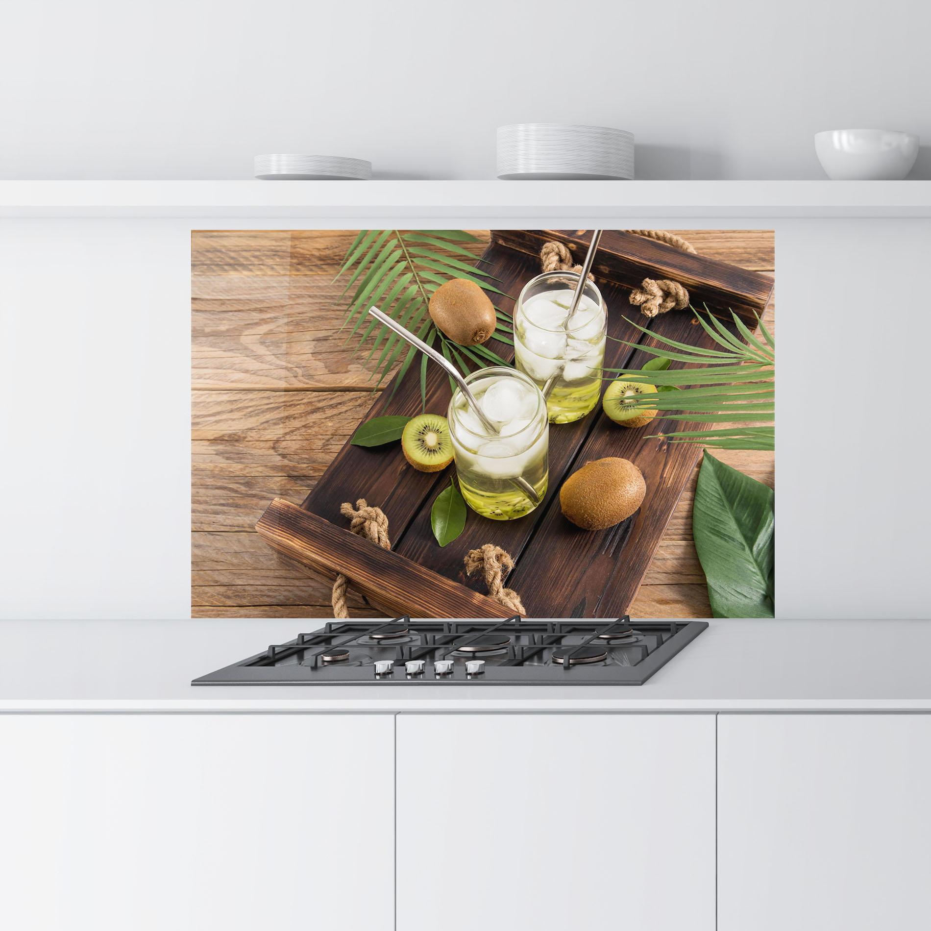 Küchenrückwand Glas Kiwi Drinks mockup 9